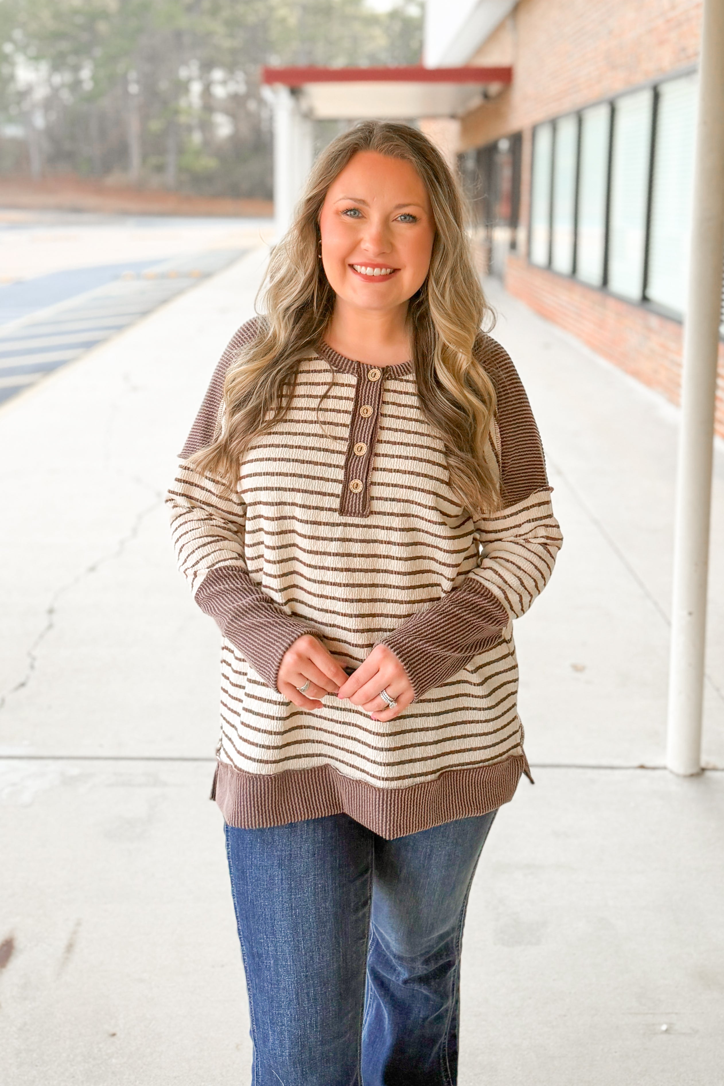 The Fireside Stripe Henley Top