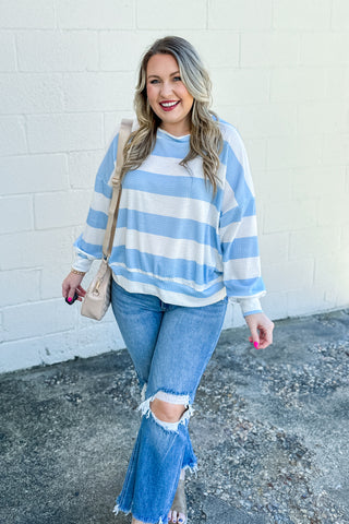 All Striped Out Pullover Top, Blue