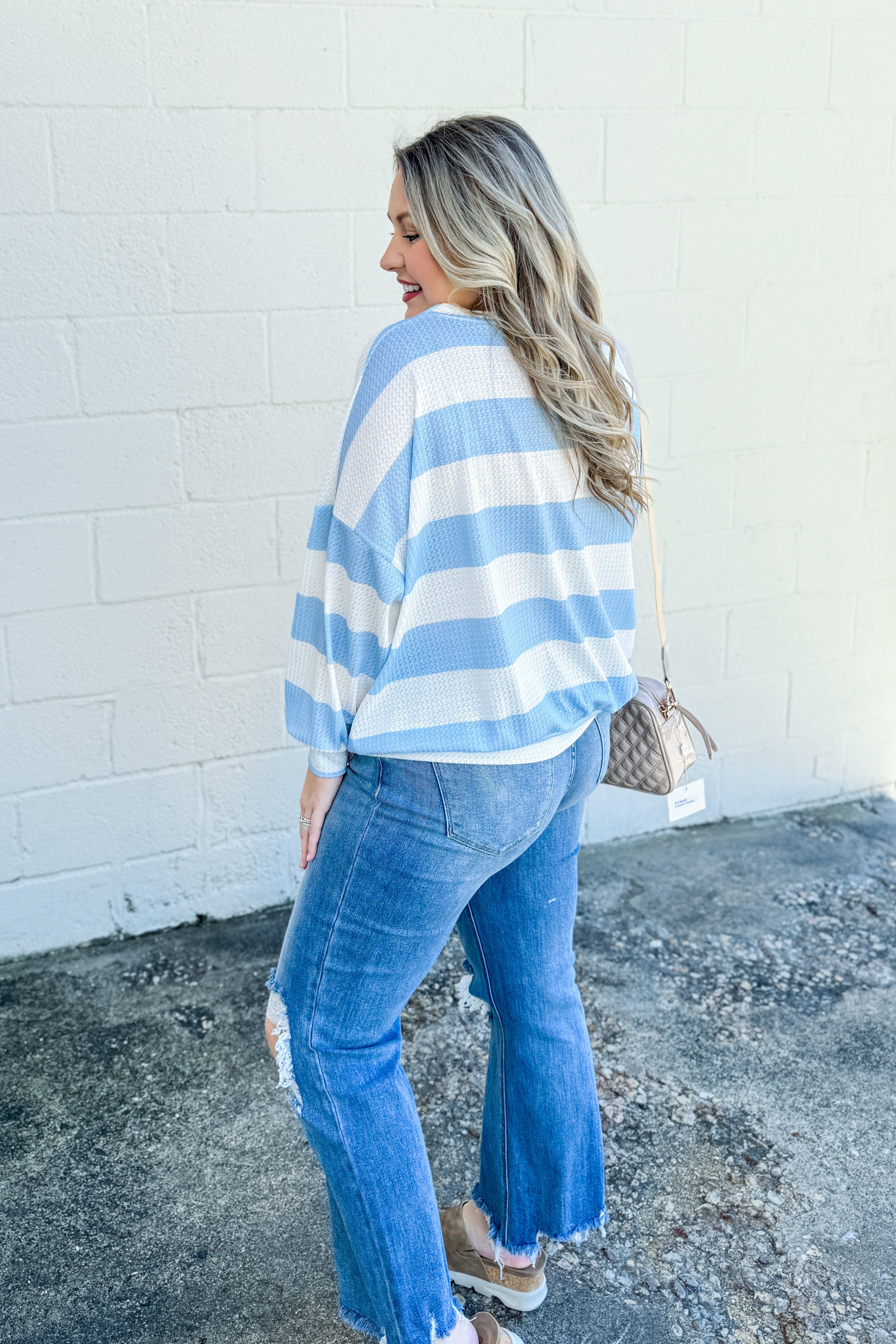 All Striped Out Pullover Top, Blue