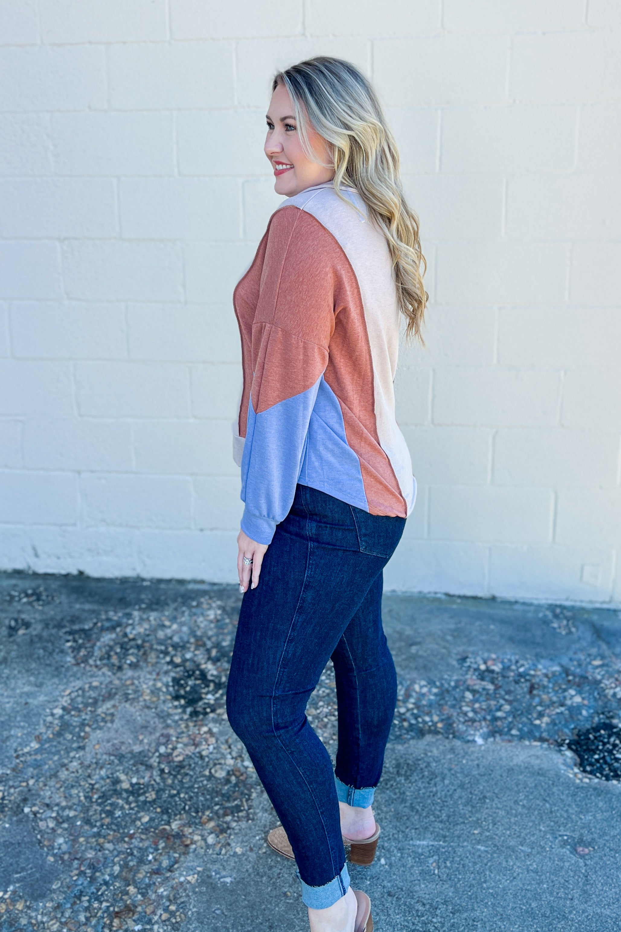 Crossing Channels Color Block Top, Oatmeal