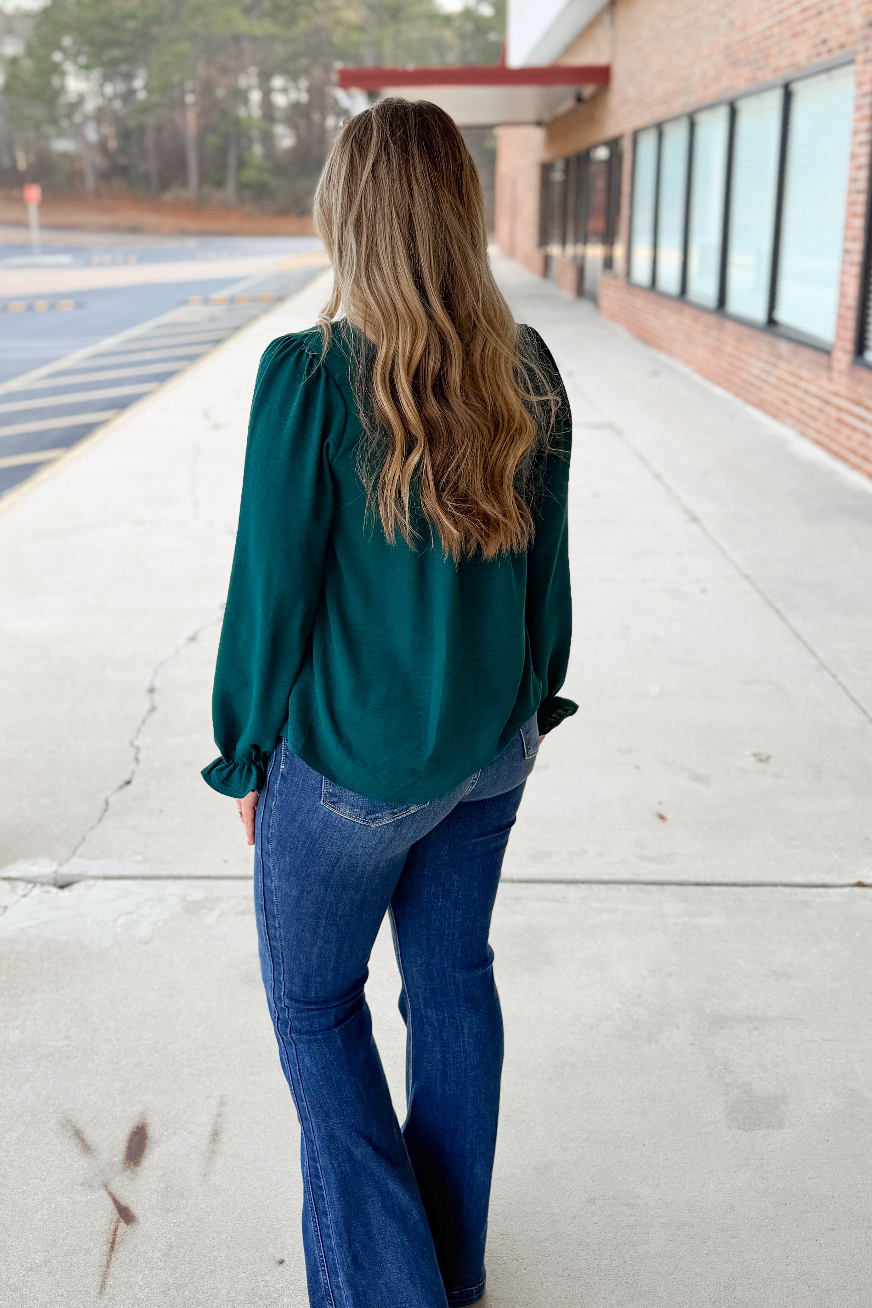 Evergreen Charm Button Down Top