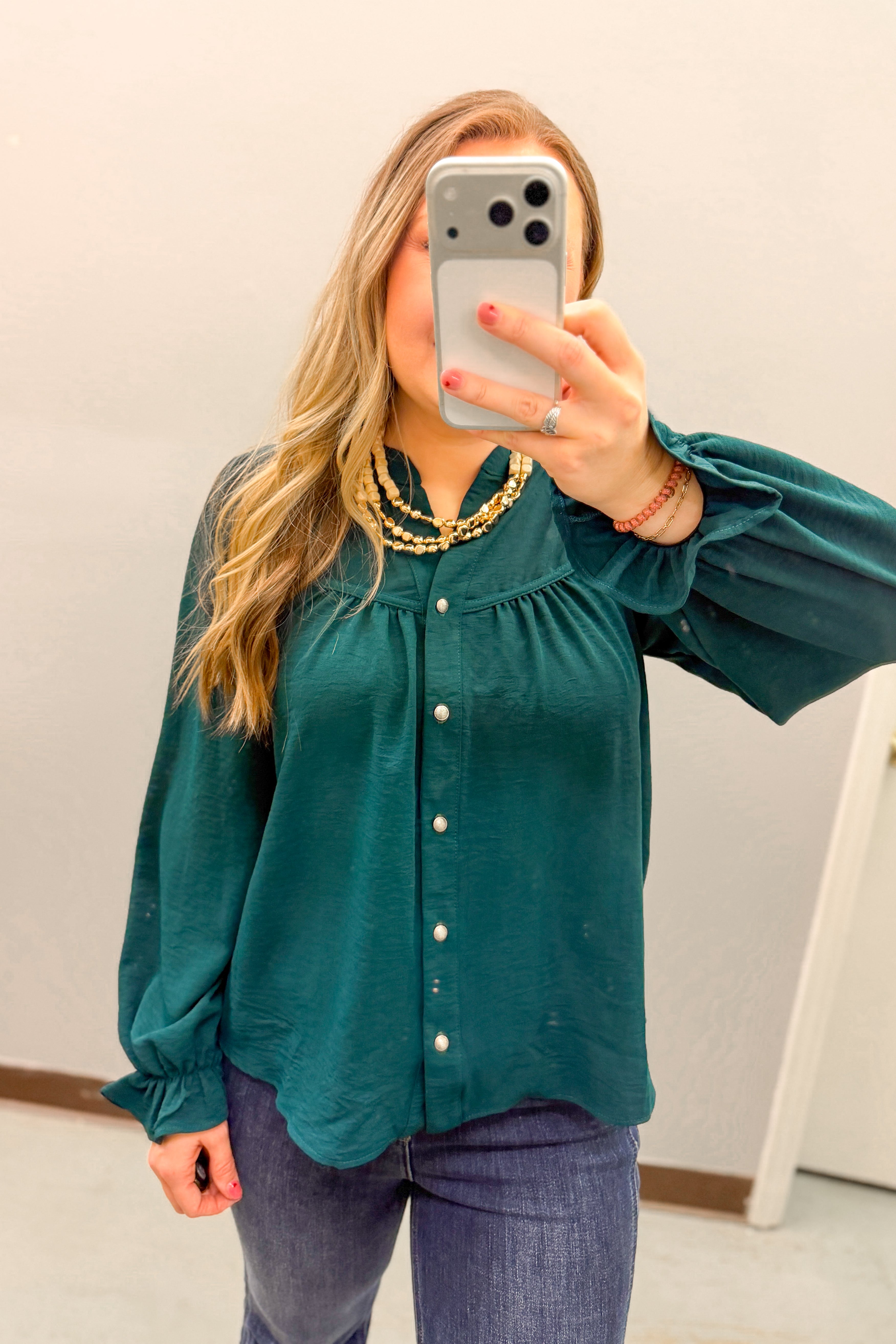Evergreen Charm Button Down Top