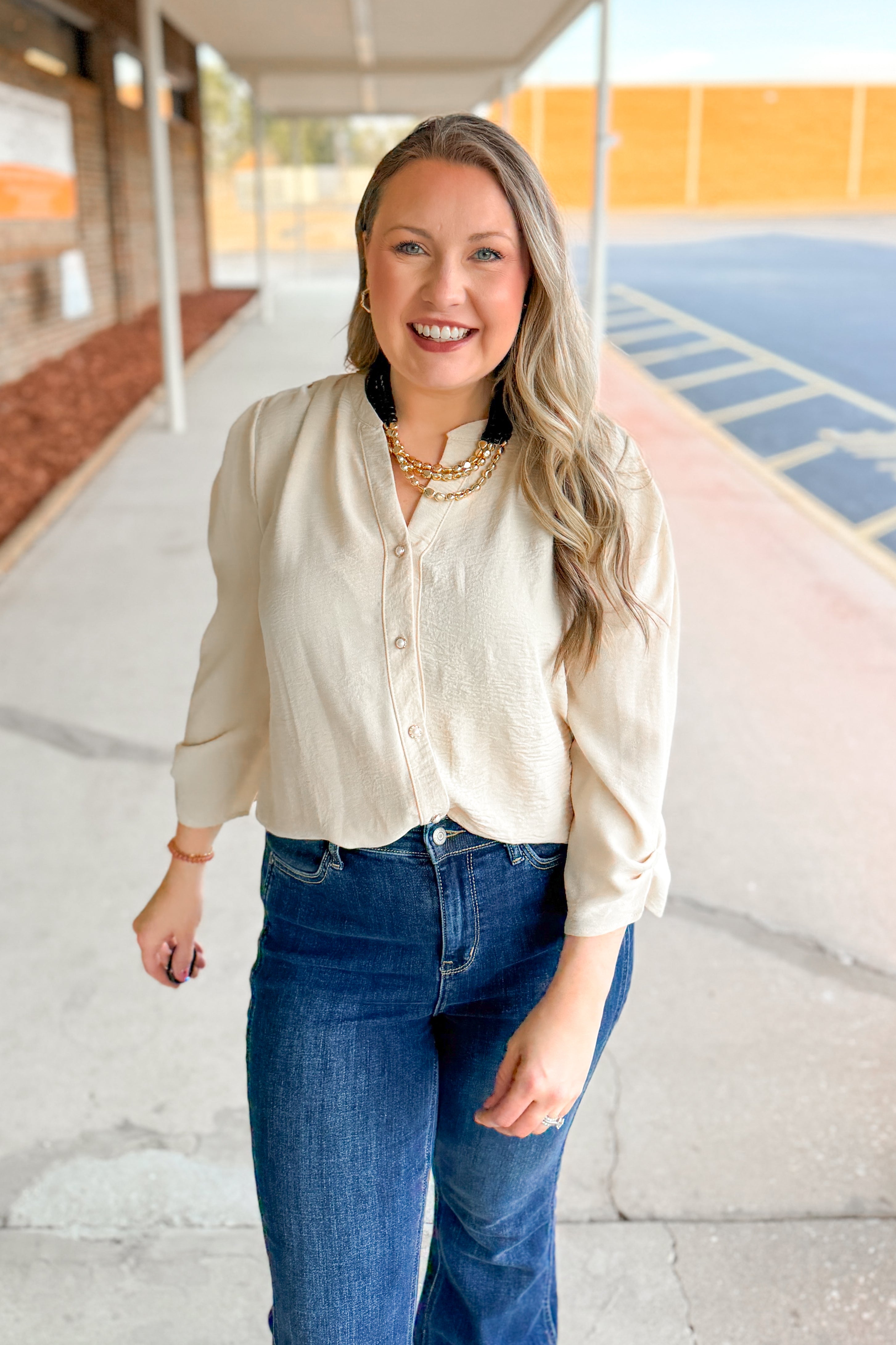 Golden Hour Button Blouse Top