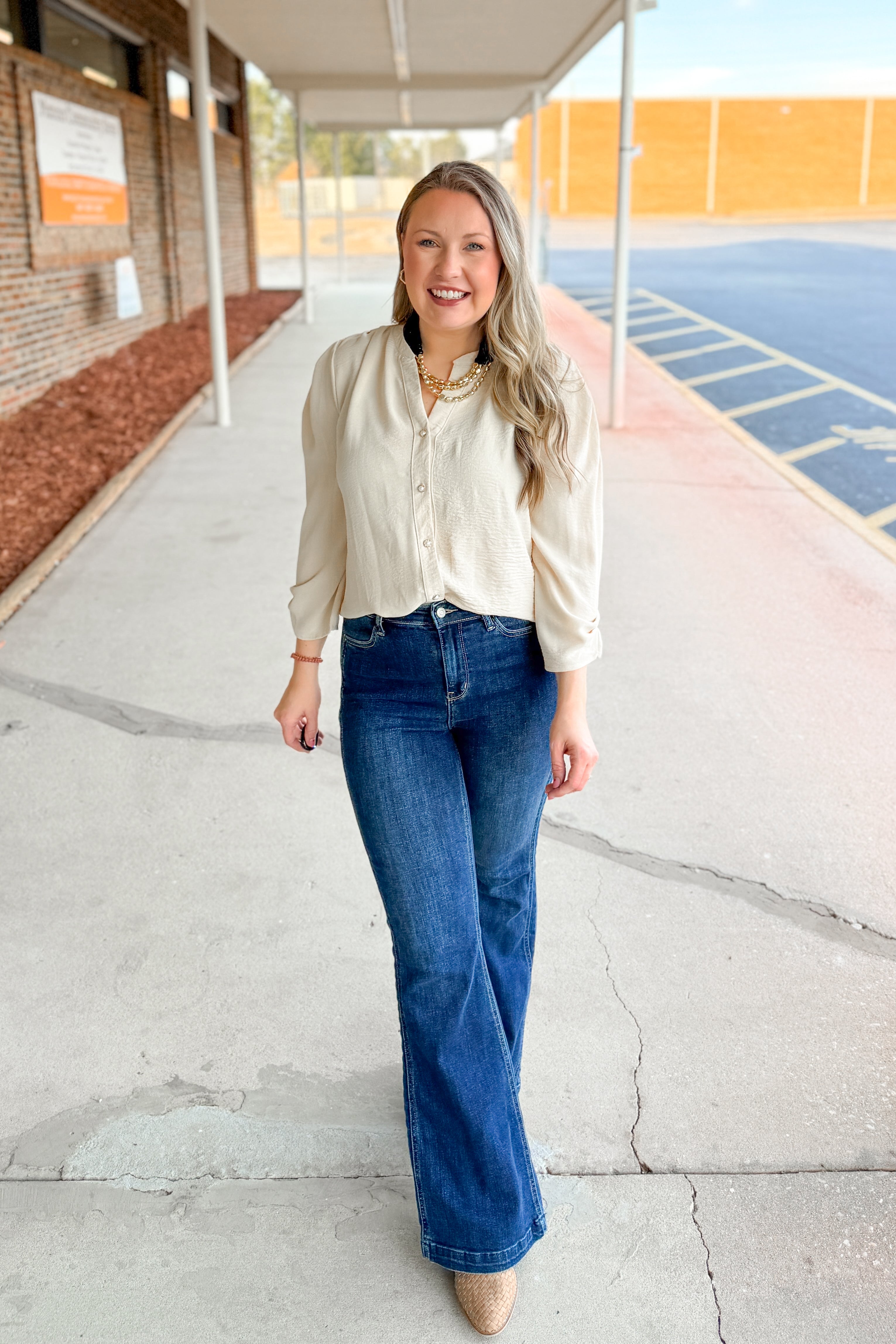 Golden Hour Button Blouse Top