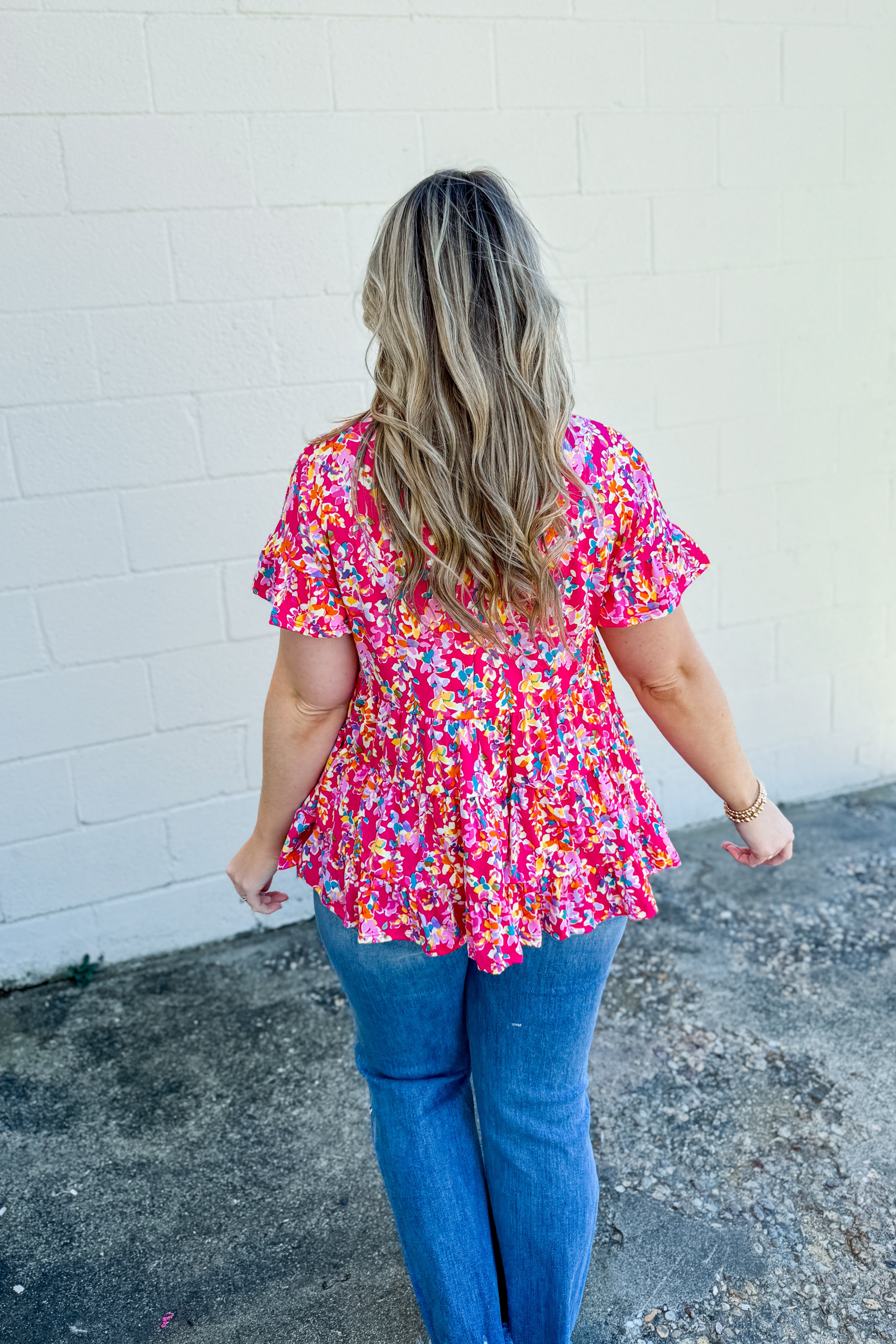 Spring Has Sprung Tiered Babydoll Top, Pink