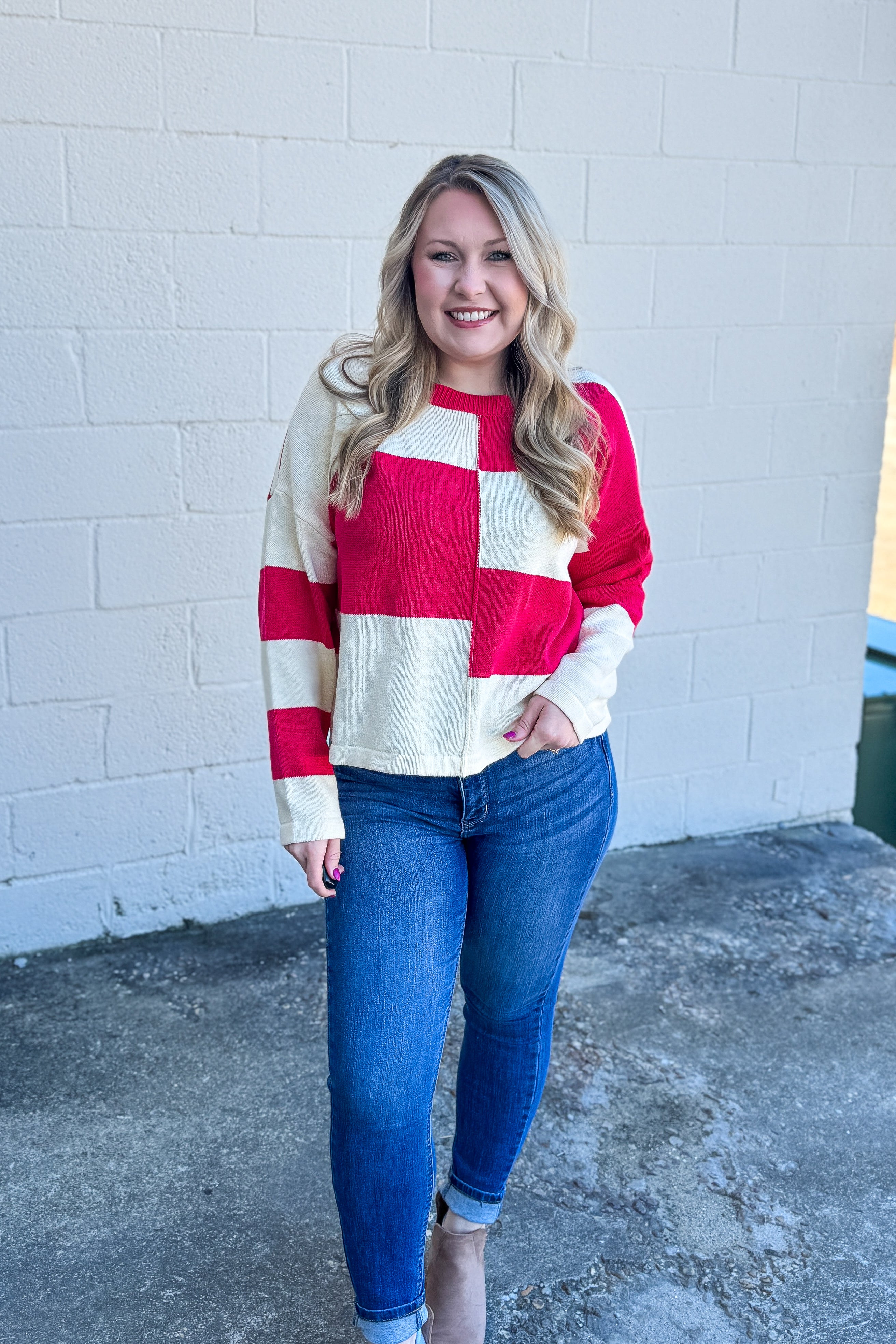 Cherry On Top Color Block Sweater Top