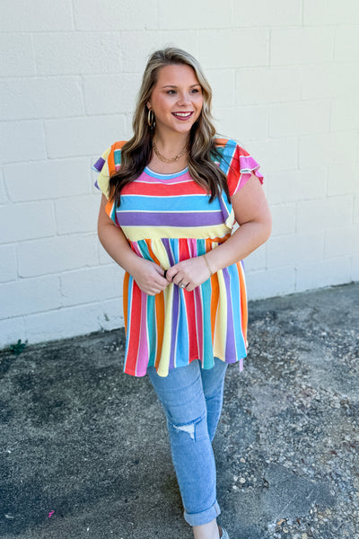 Need A Distraction Stripe Babydoll Top