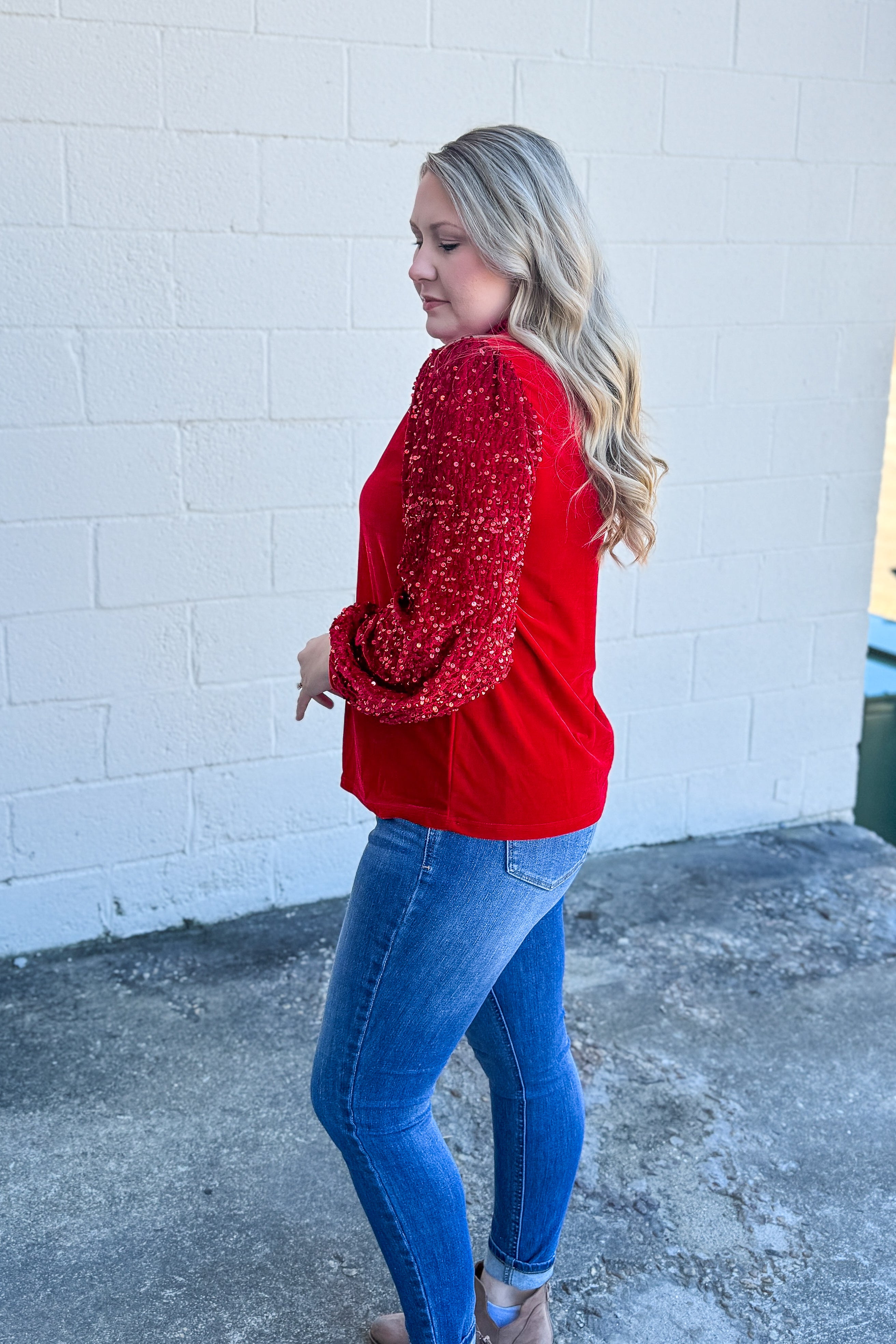 Holiday Toast Sequin Velvet Top