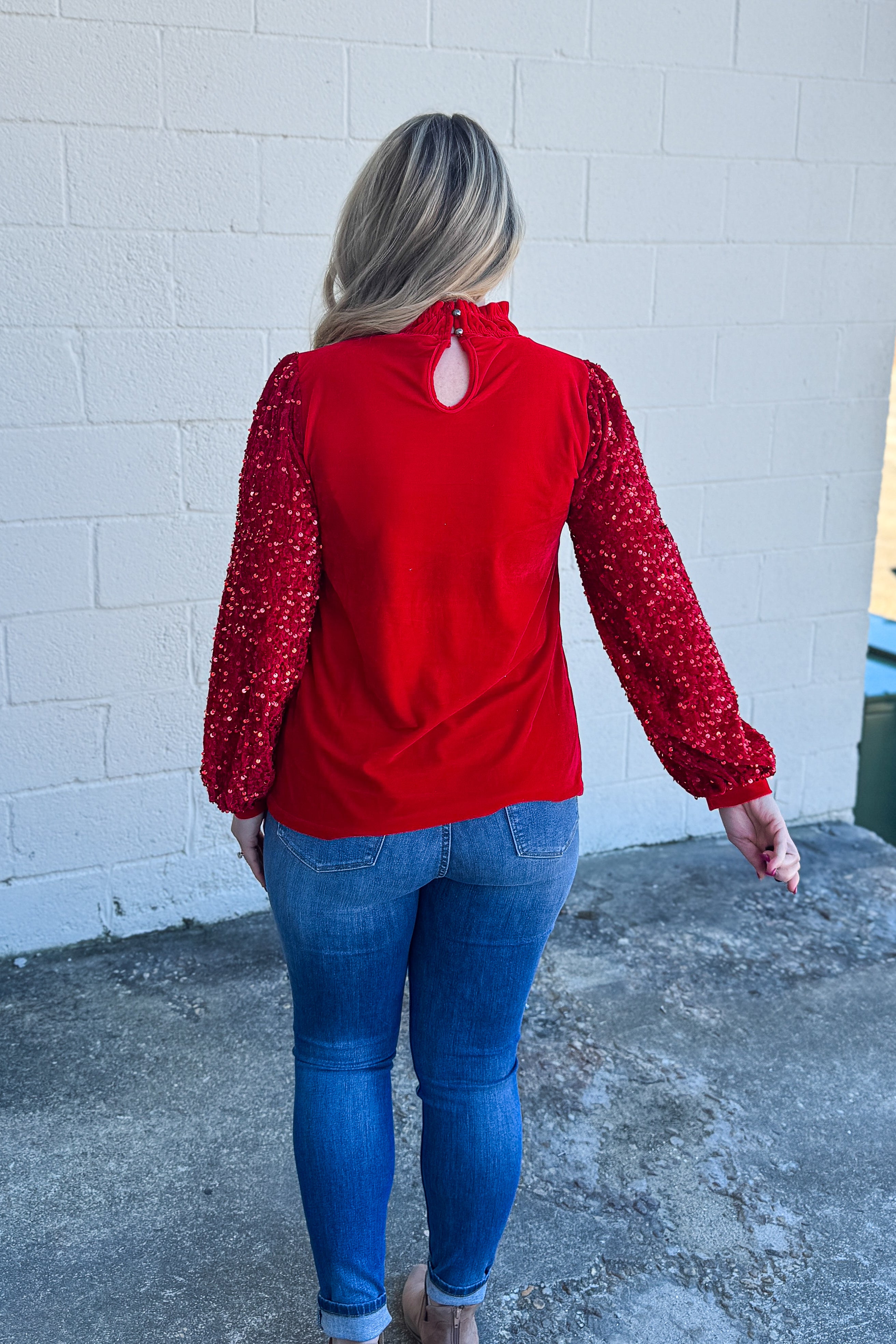 Holiday Toast Sequin Velvet Top