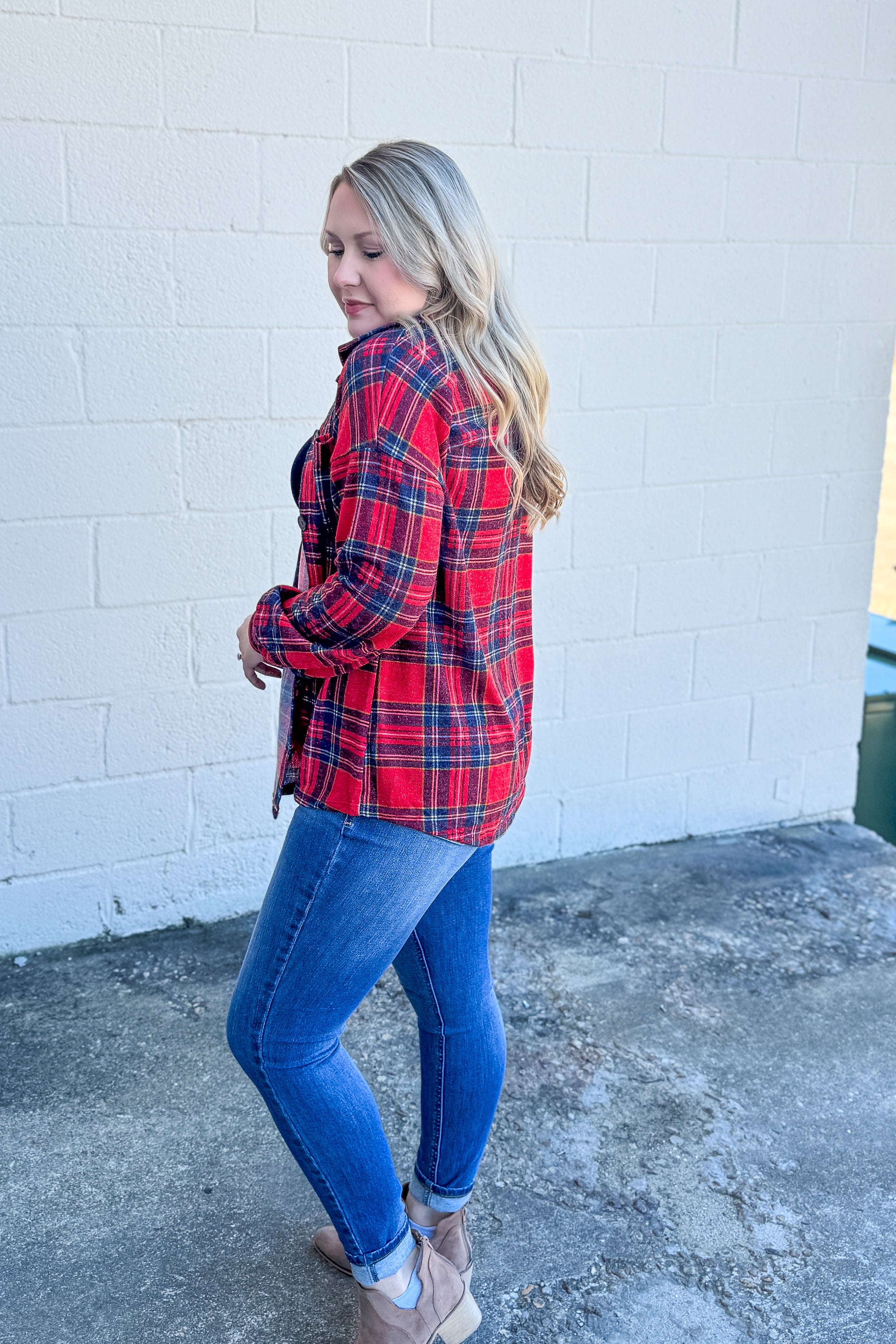 Cabin Retreat Plaid Button Down Top