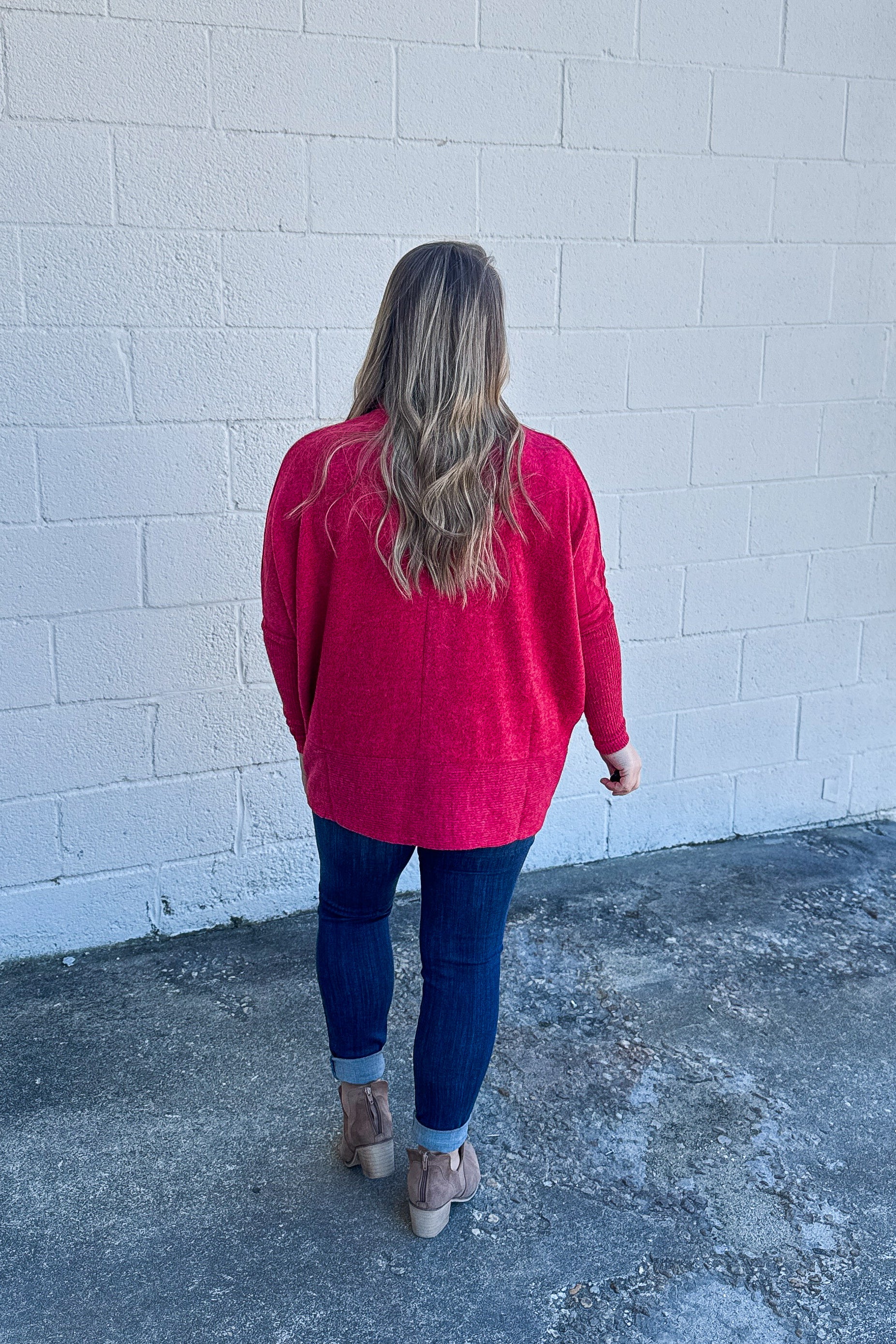 Melanie Turtleneck Sweater Top, Red