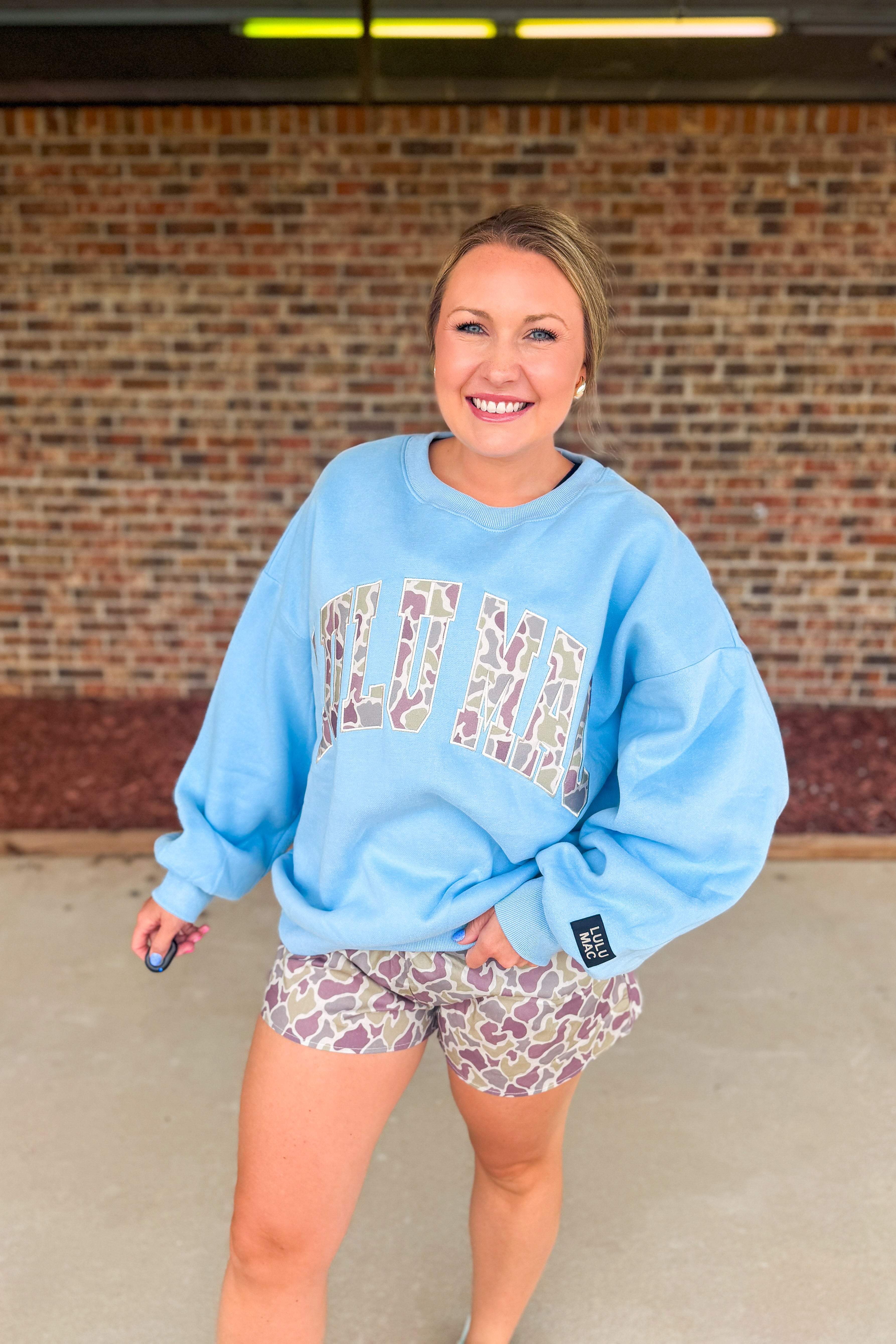 Lulu Mac Camo Sweatshirt, Light Blue