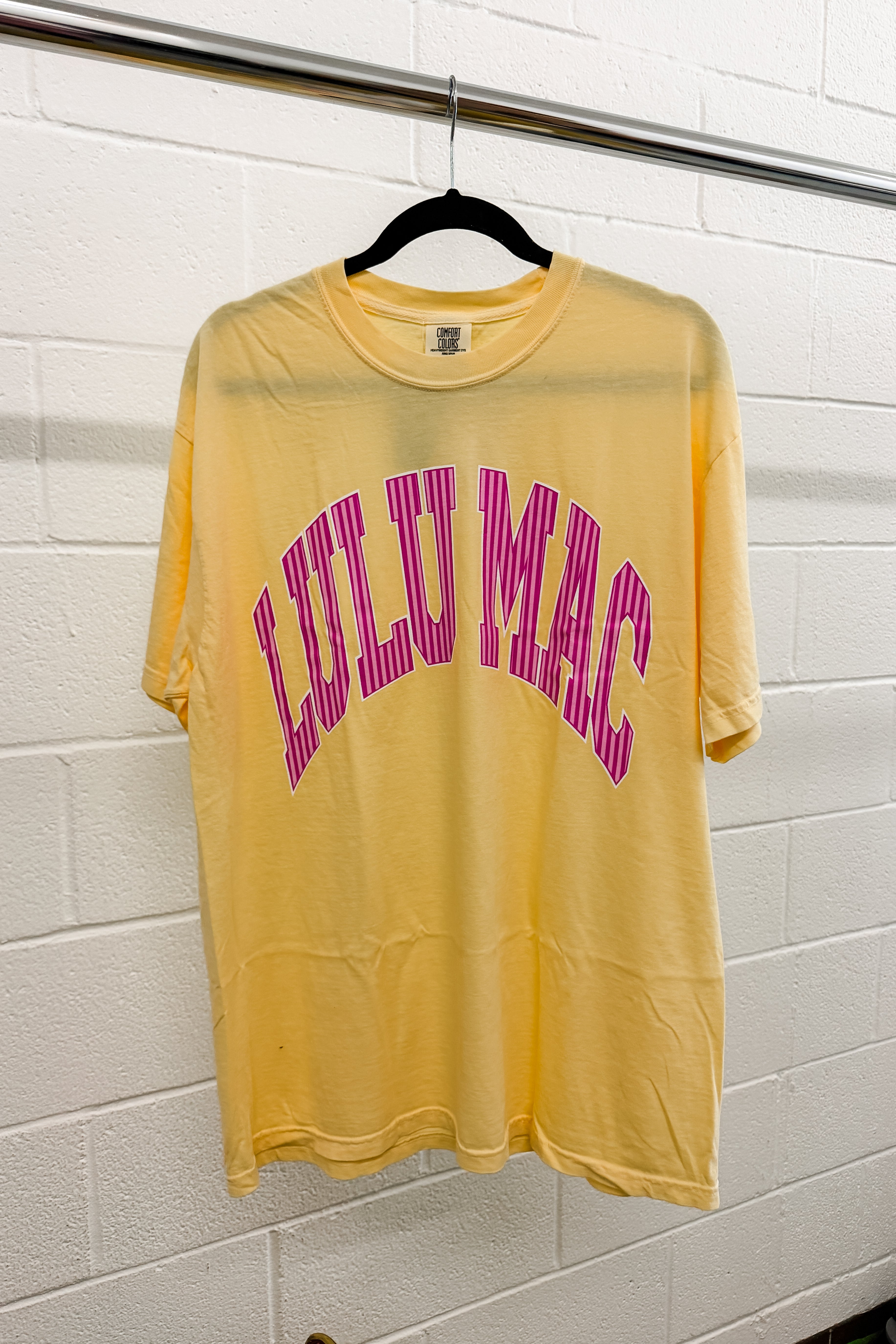 Pink Stripe Lulu Mac Logo Tee, Butter