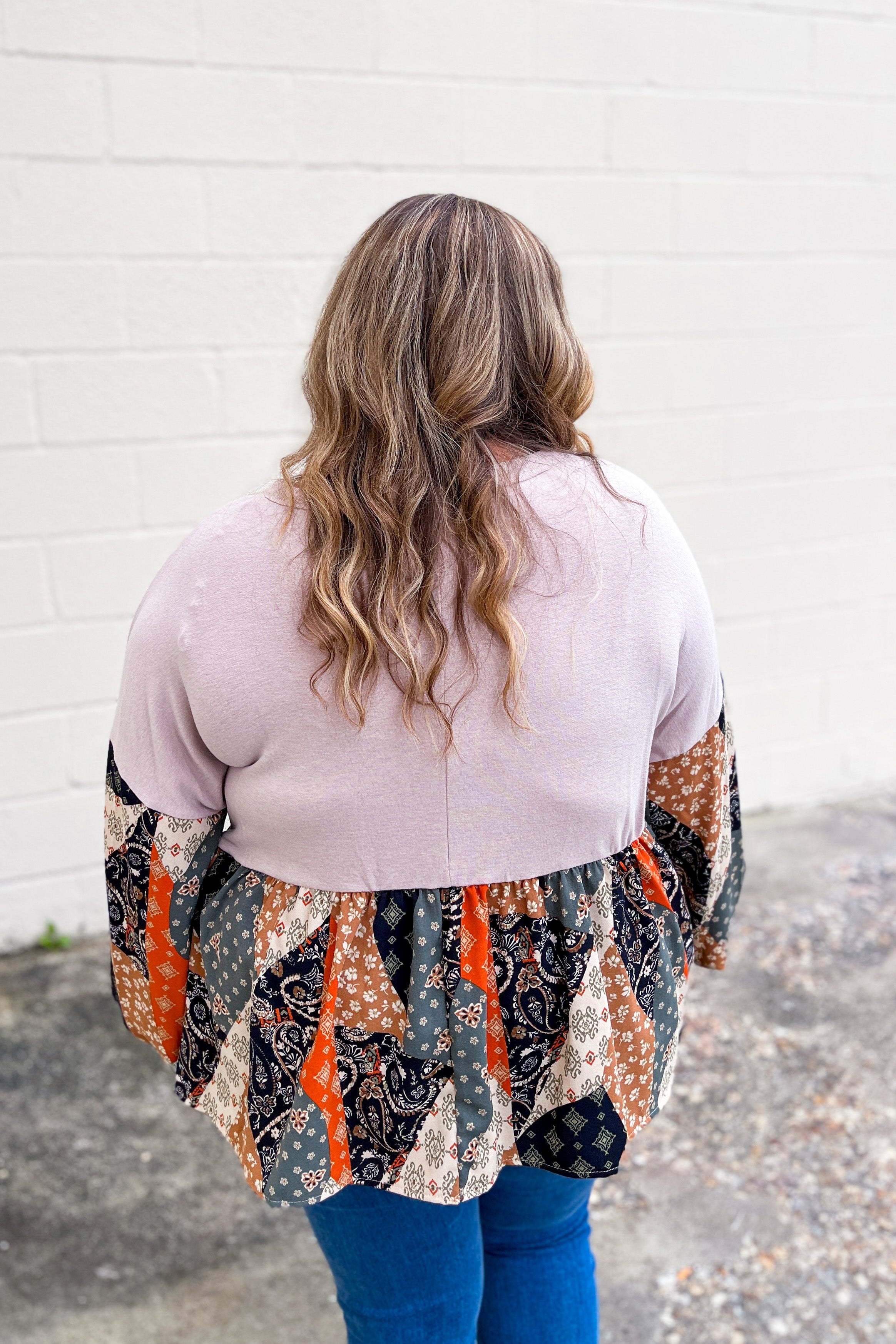 No Time Like Now Peplum Mix Print Top