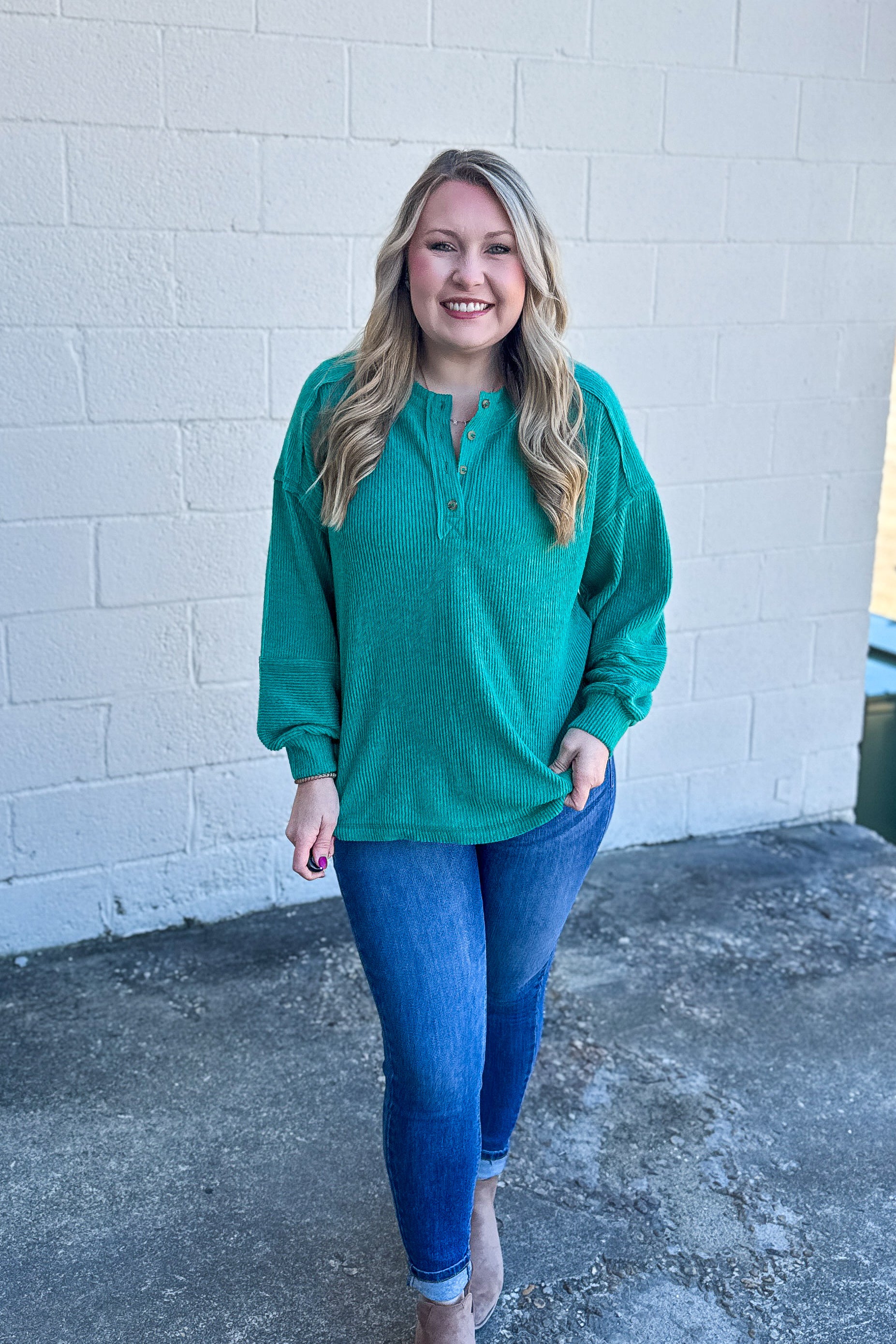 The Alexa Henley Top, Green