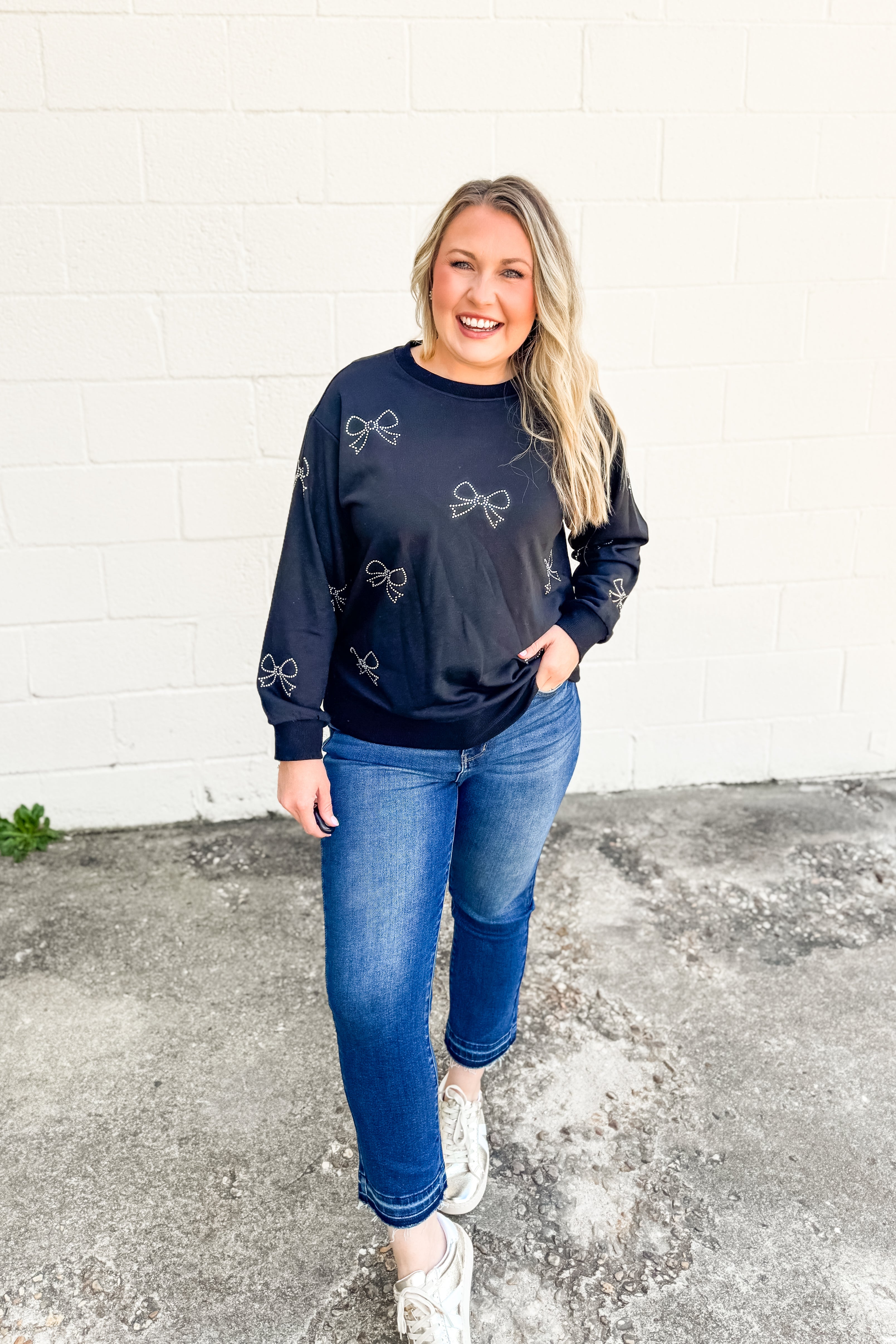 Sparkle & Bow Sweatshirt Top