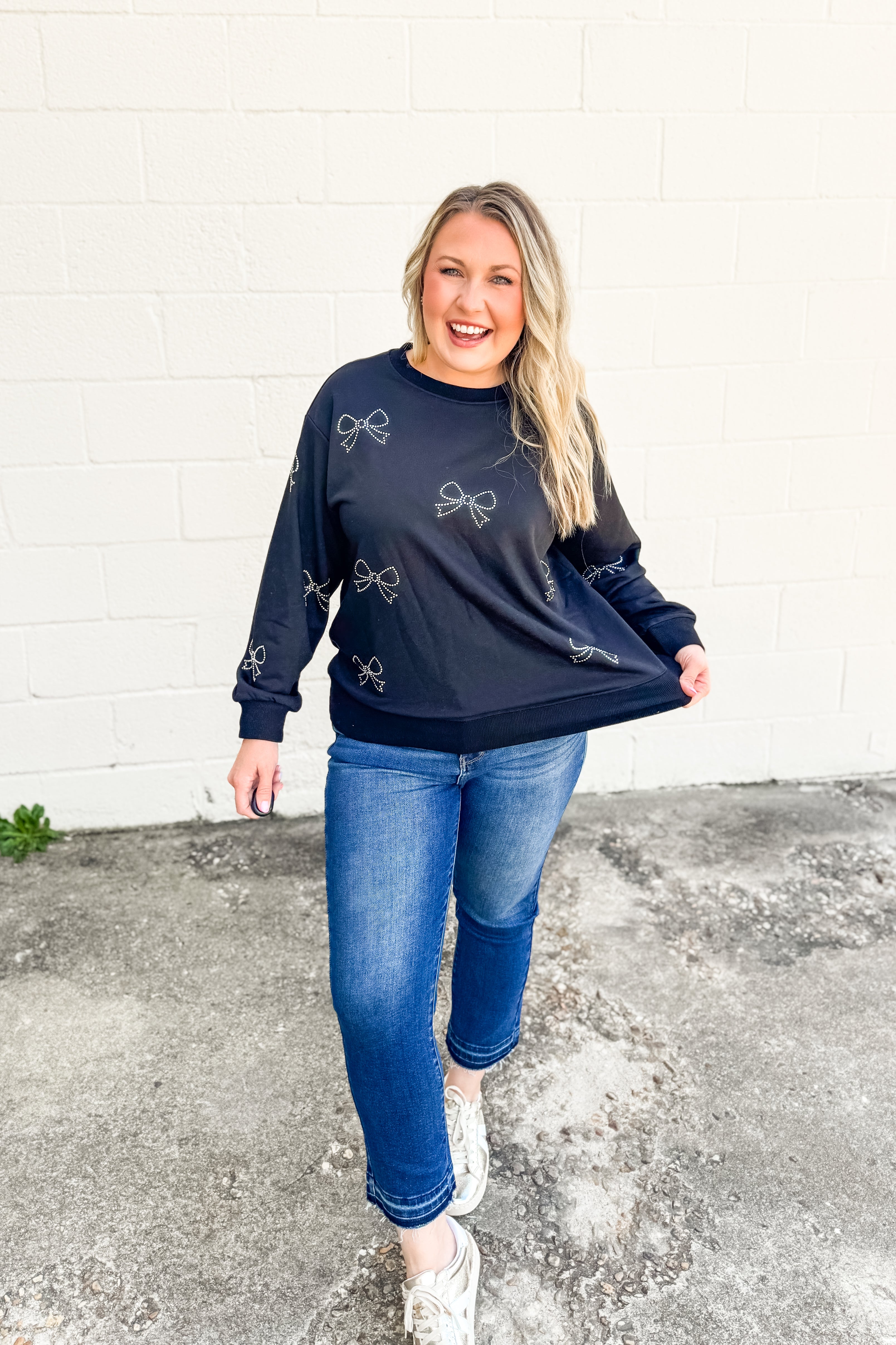 Sparkle & Bow Sweatshirt Top