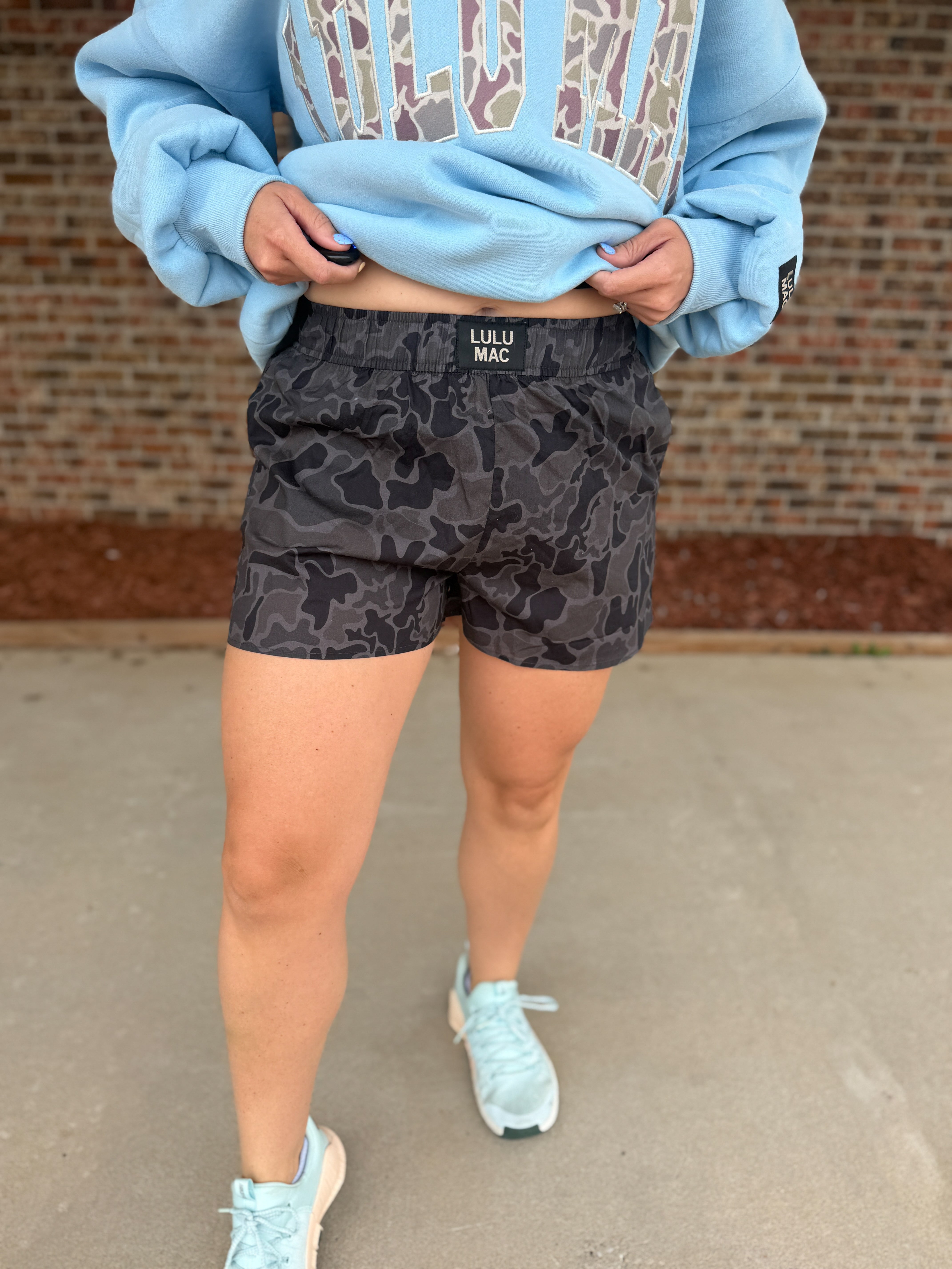 Lulu Mac Camo Boxer Shorts, Black