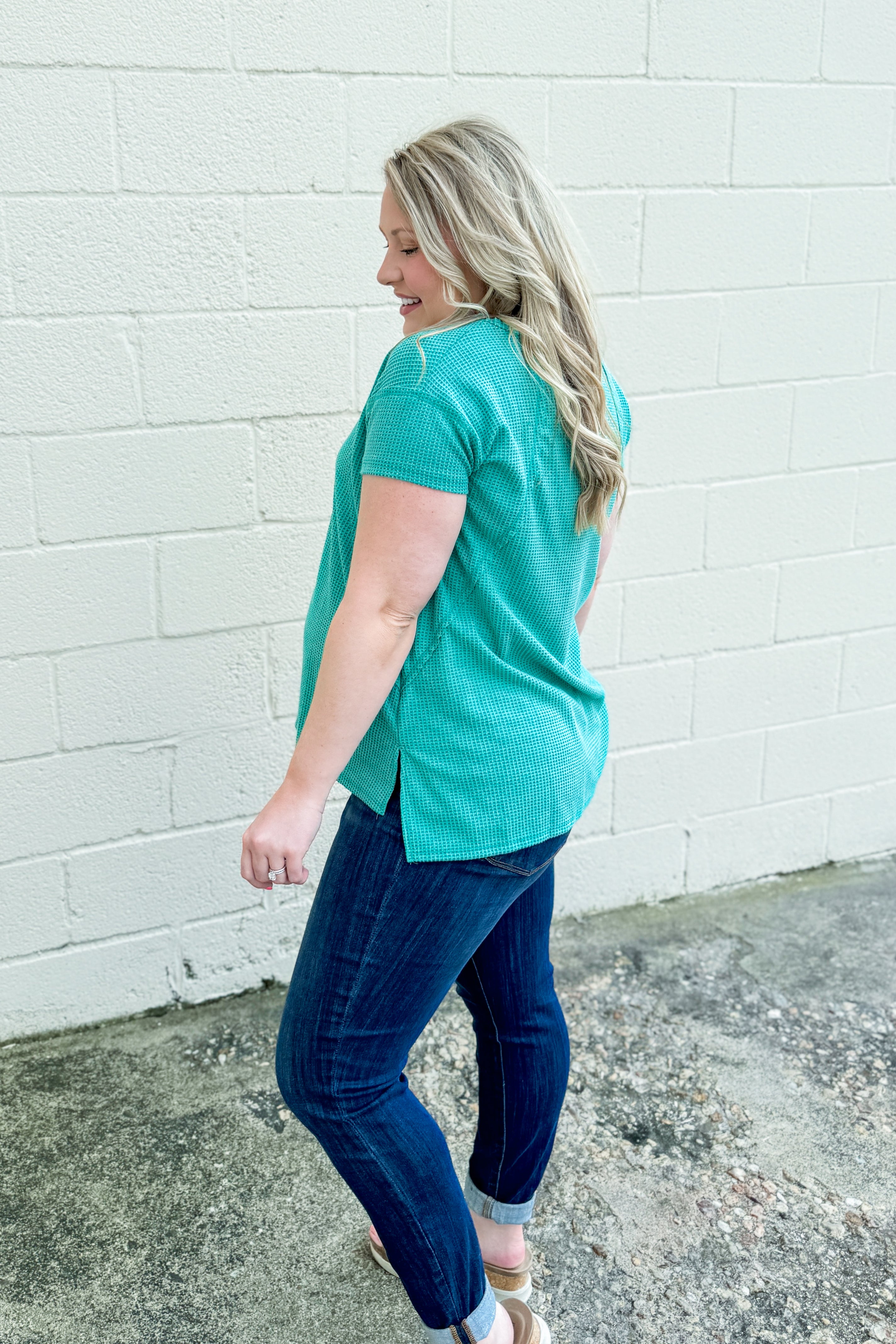 Cole V-Neck Dolman Top, Kelly Green