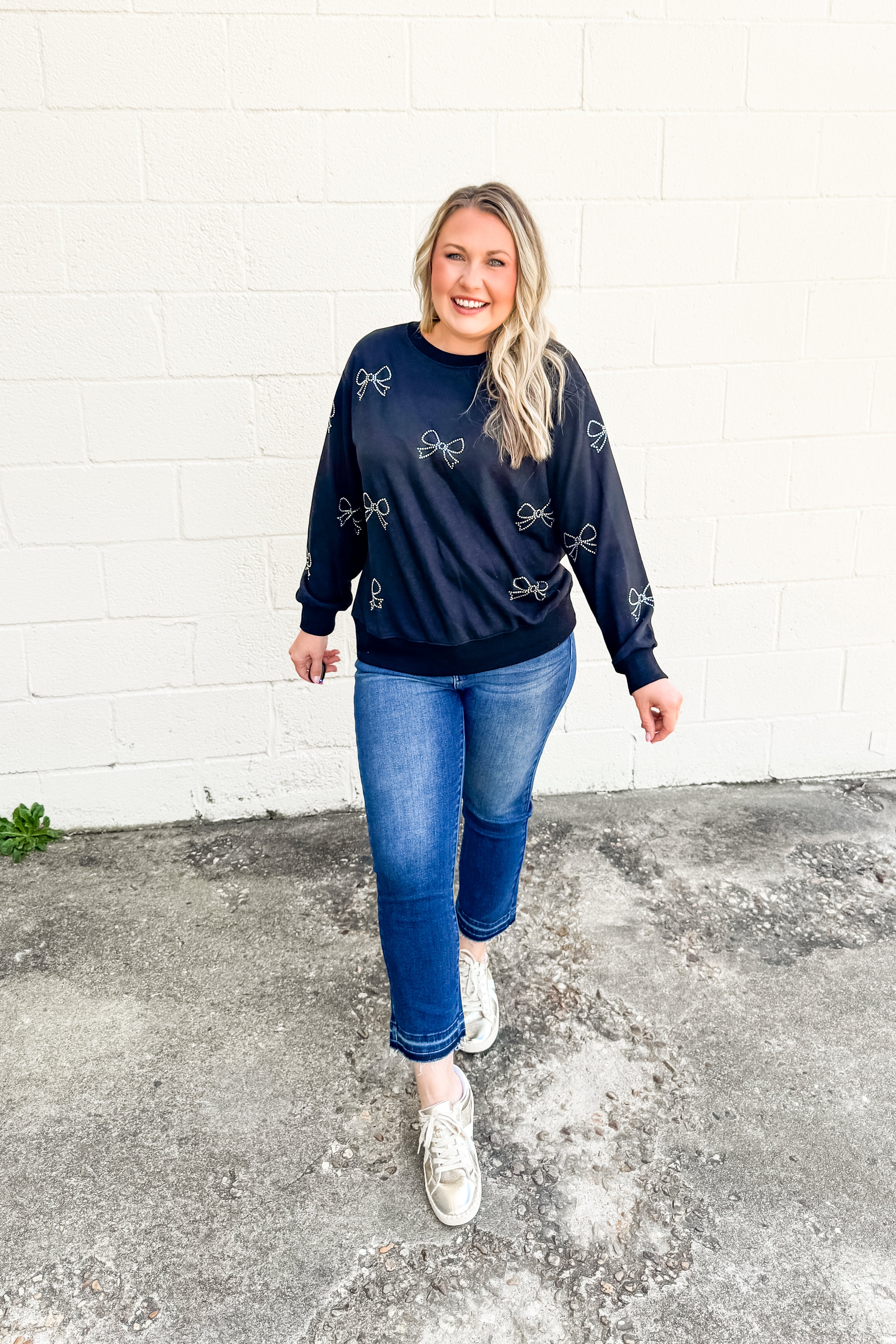 Sparkle & Bow Sweatshirt Top