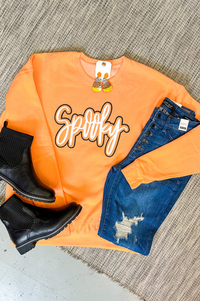 Spooky Graphic Sweatshirt, Orange