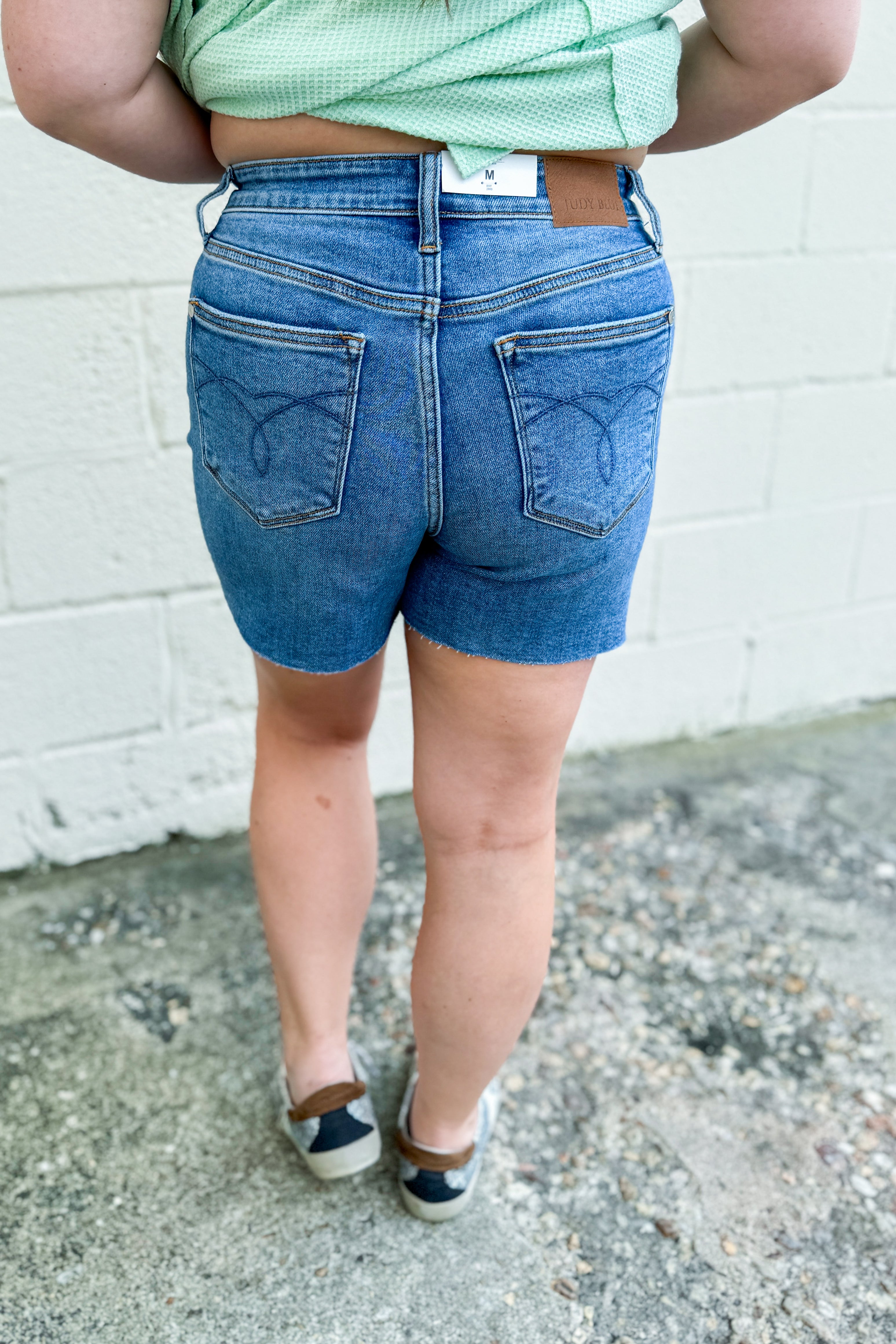 Judy Blue Harlow High Waist Raw Hem Denim Shorts