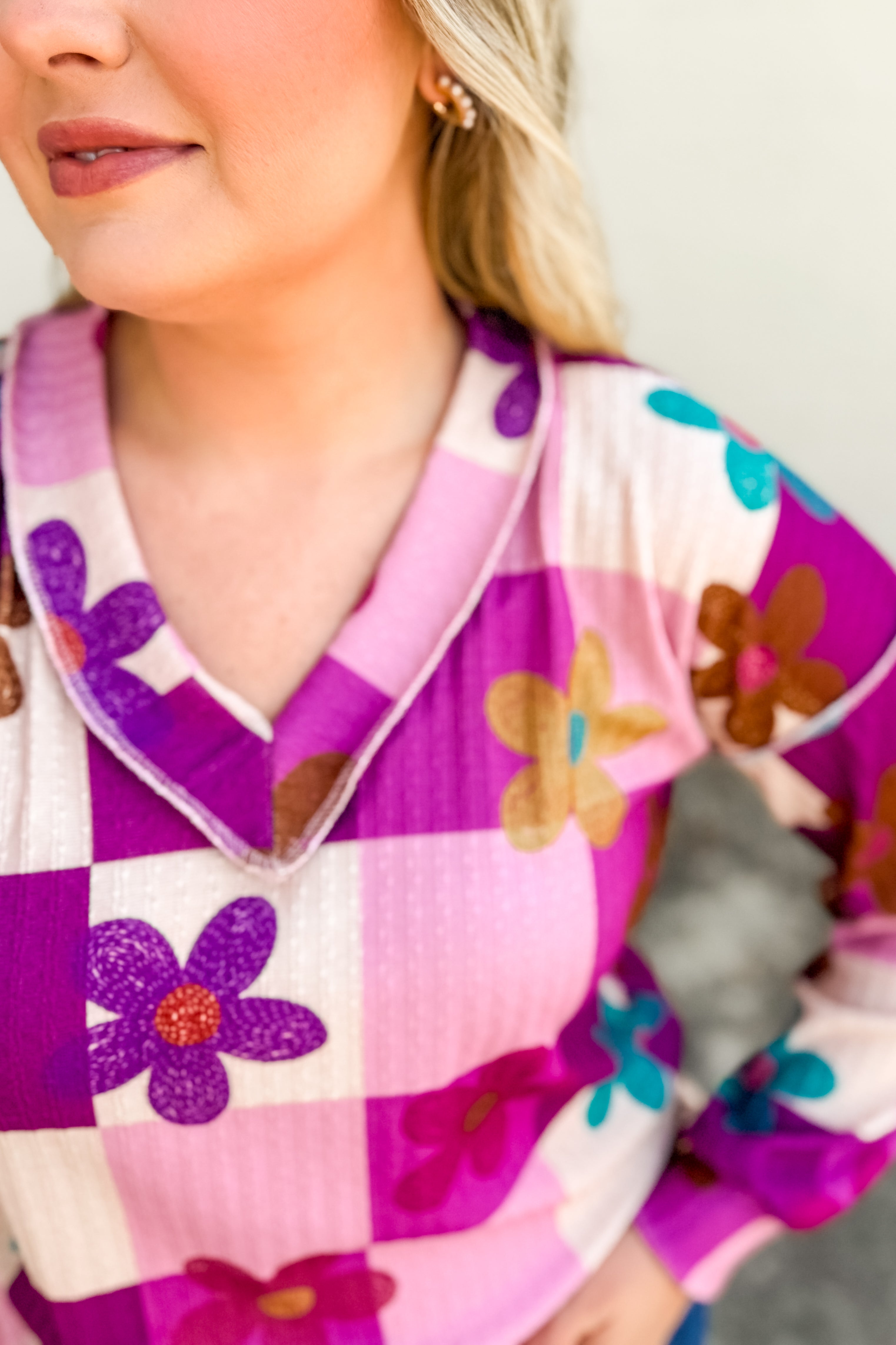Fall Flower Power Checker Top