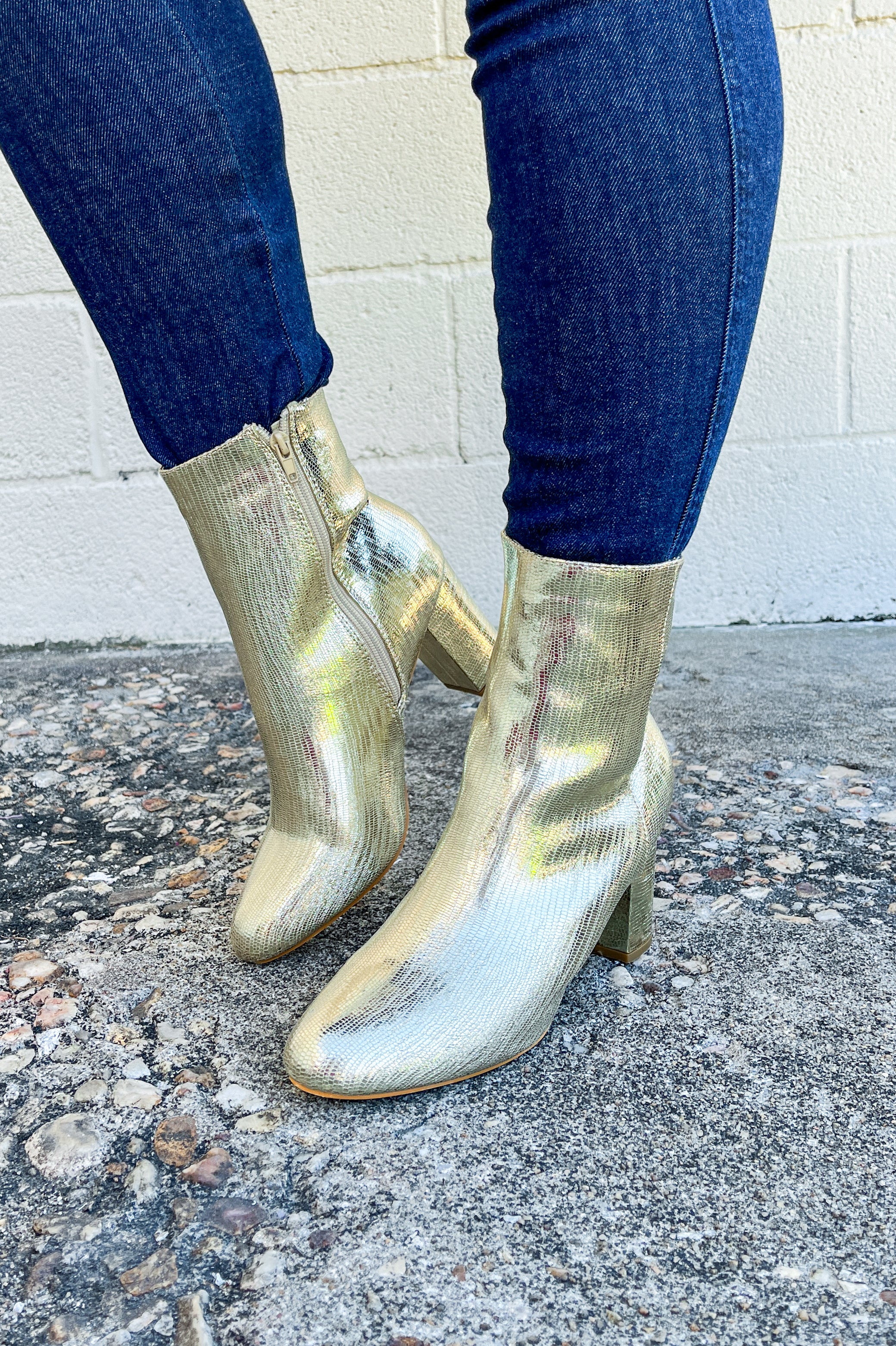 Gia Booties, Gold Metallic