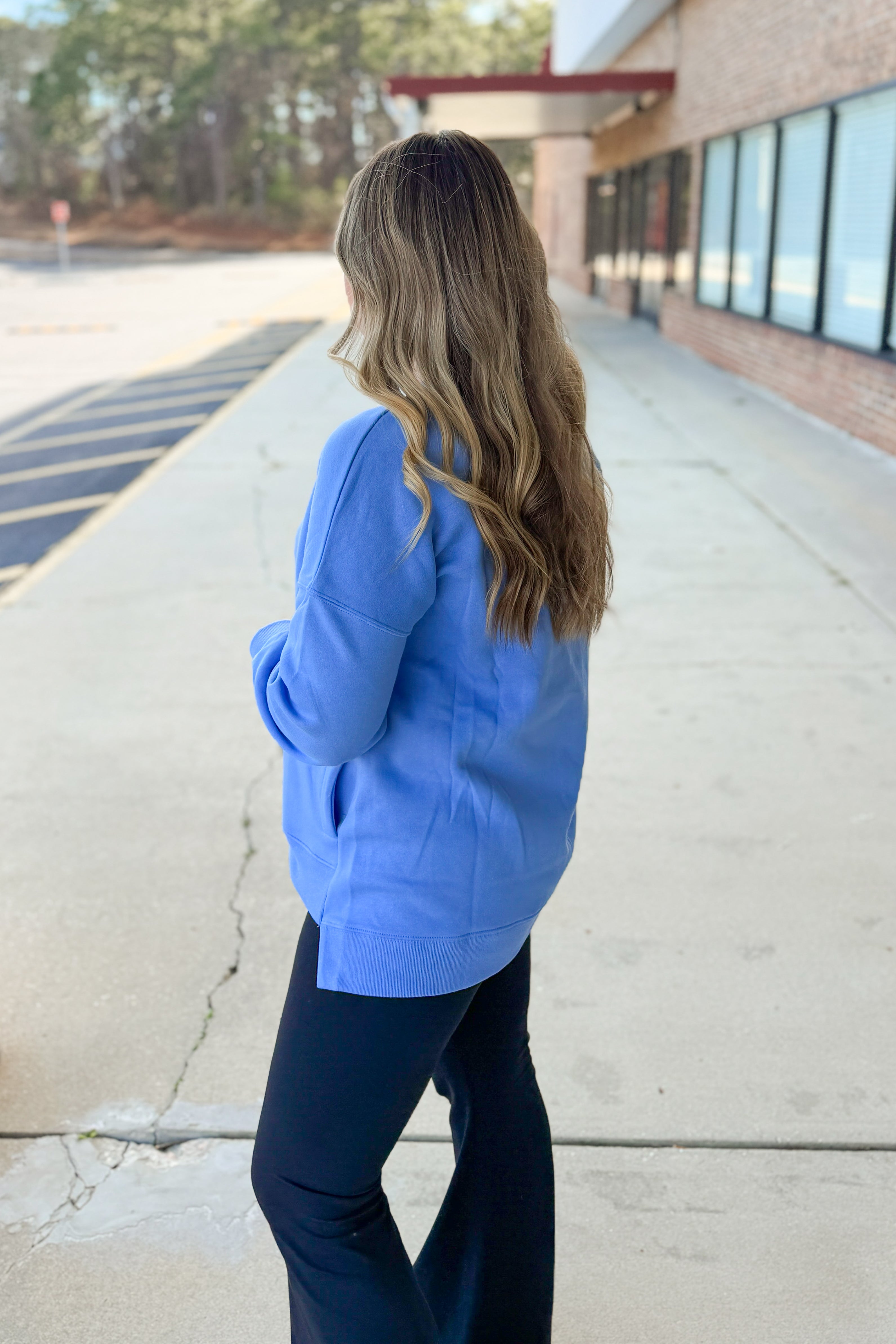 The Quinn Pullover with Pockets, Cornflower Blue