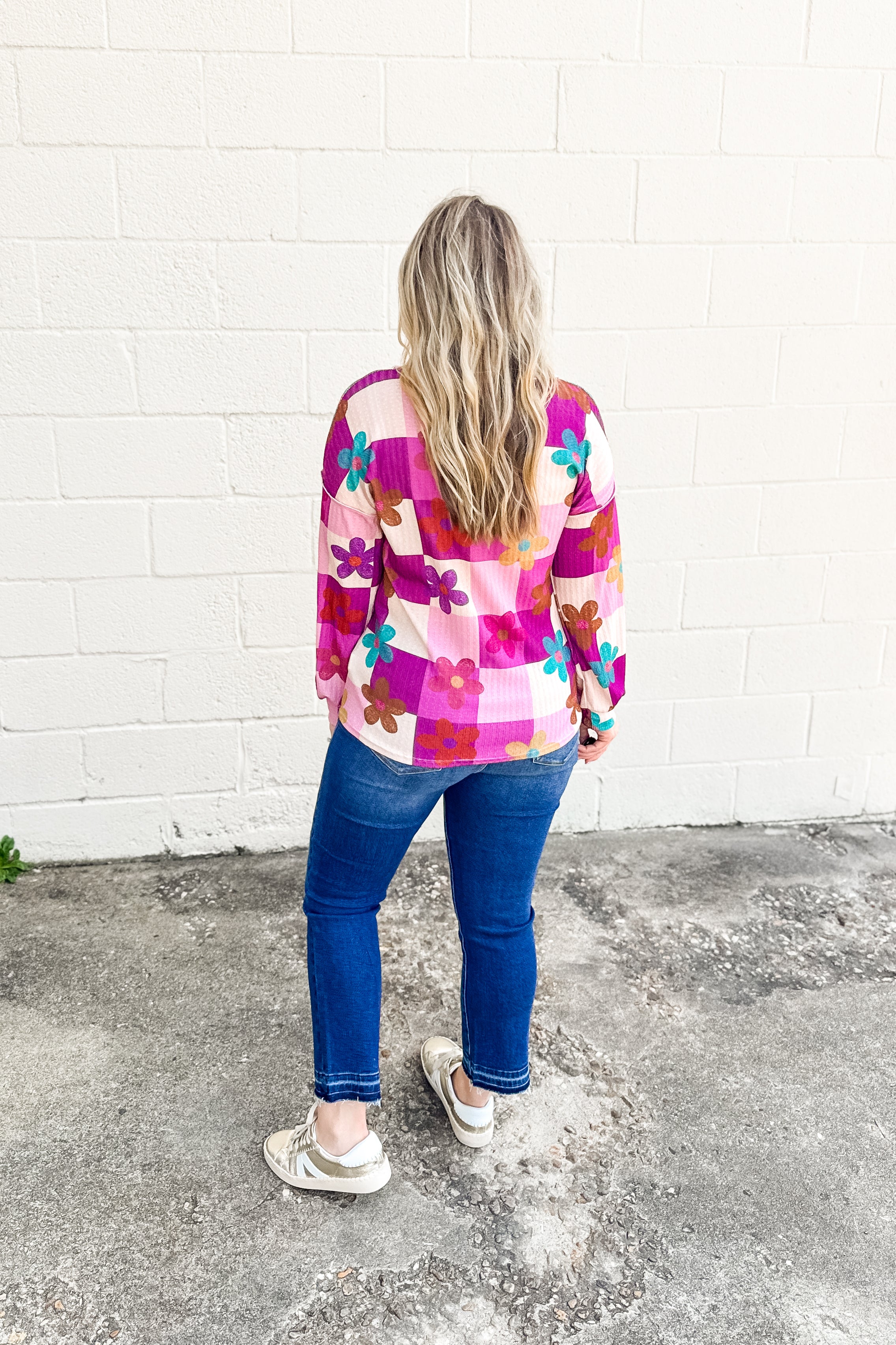 Fall Flower Power Checker Top