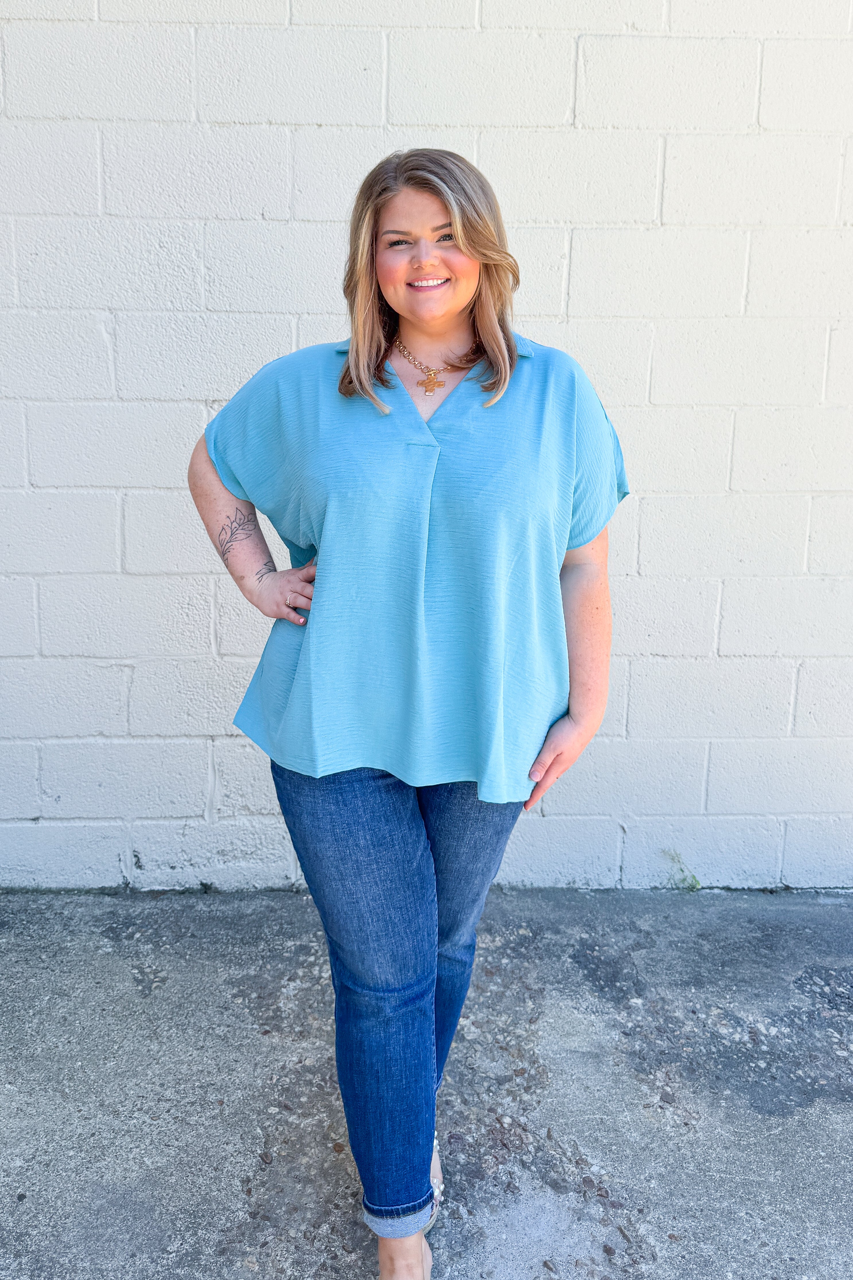 Simplified Style Top, Dusty Teal