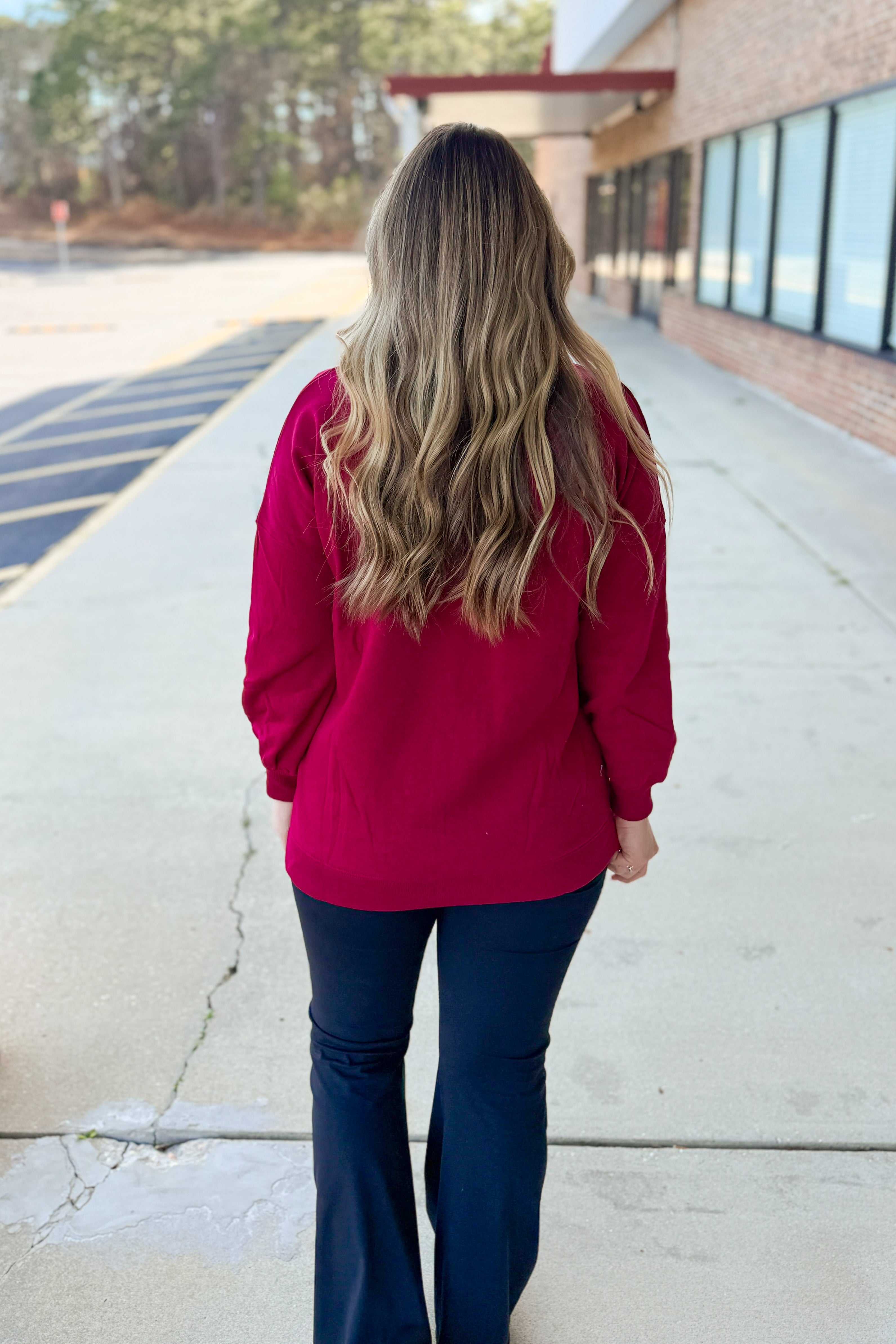 The Quinn Pullover with Pockets, Cabernet