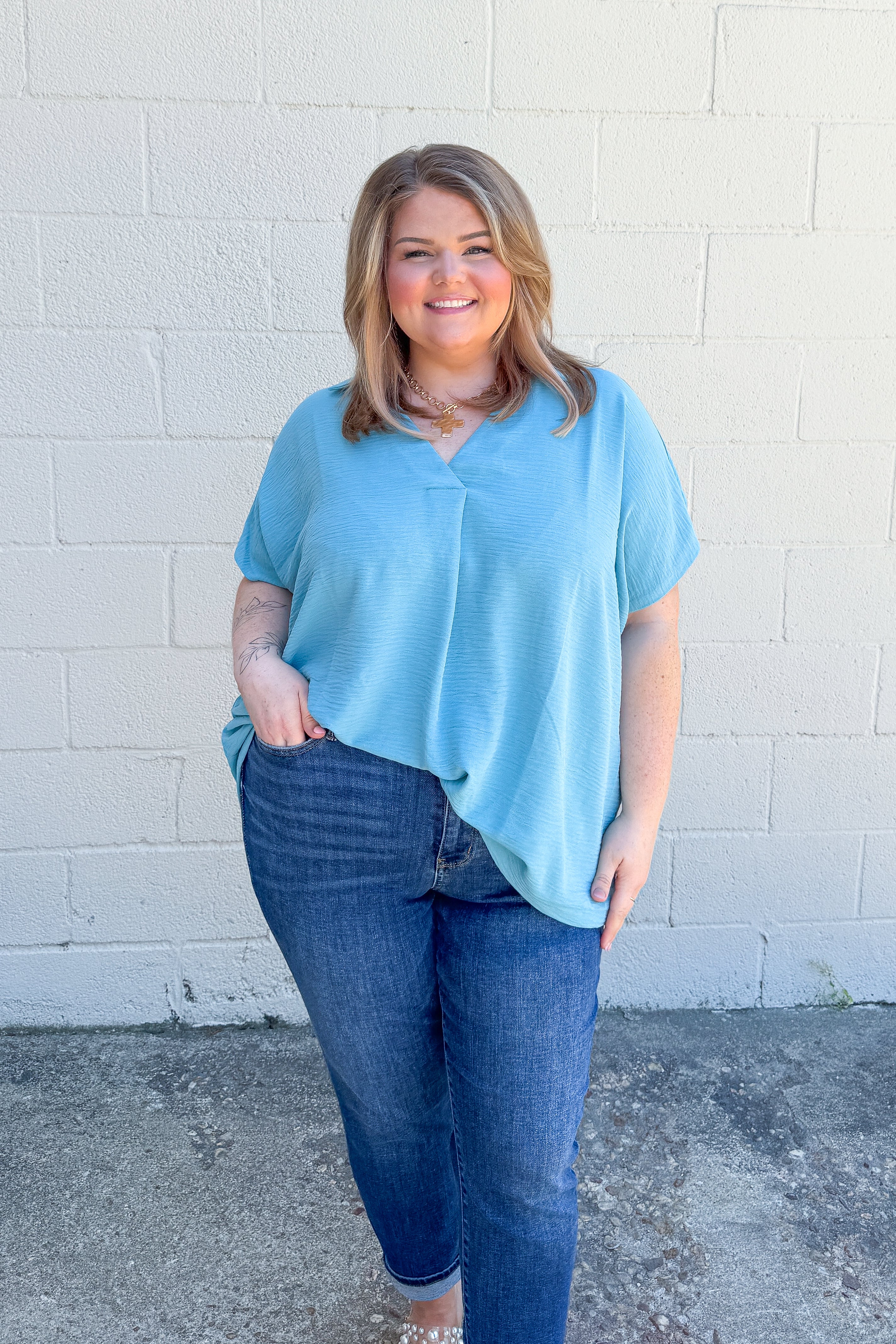 Simplified Style Top, Dusty Teal