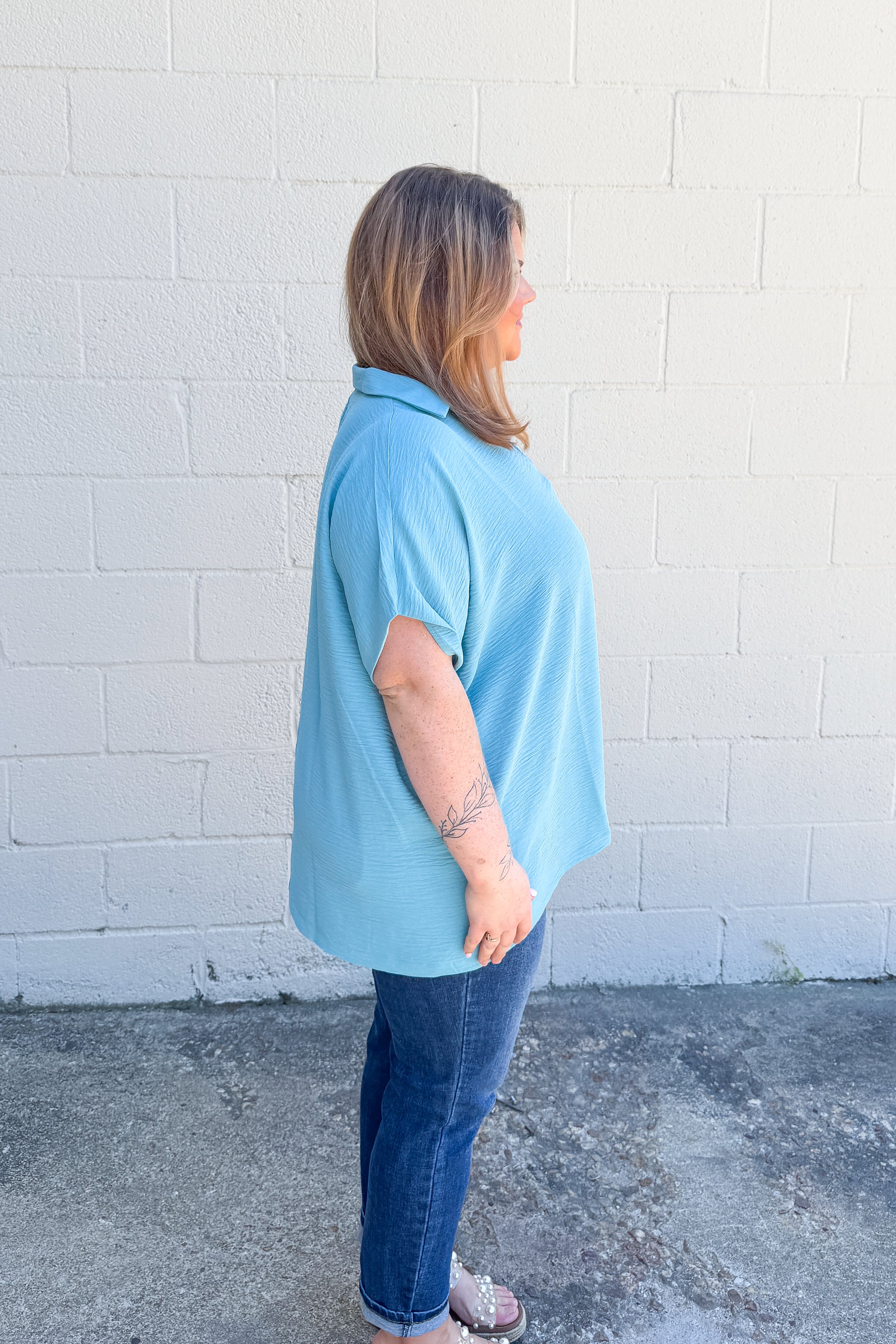 Simplified Style Top, Dusty Teal