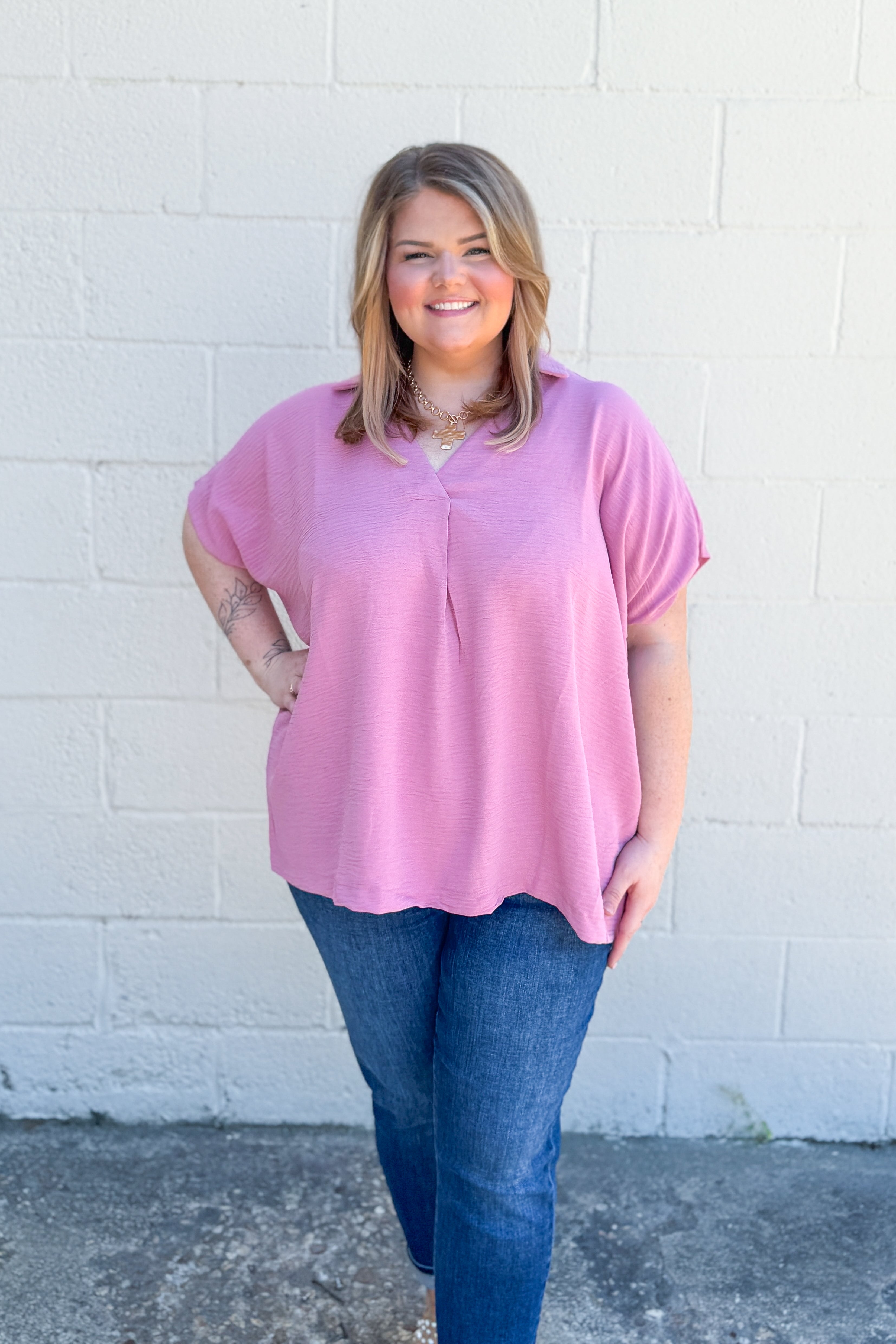 Simplified Style Top, Mauve