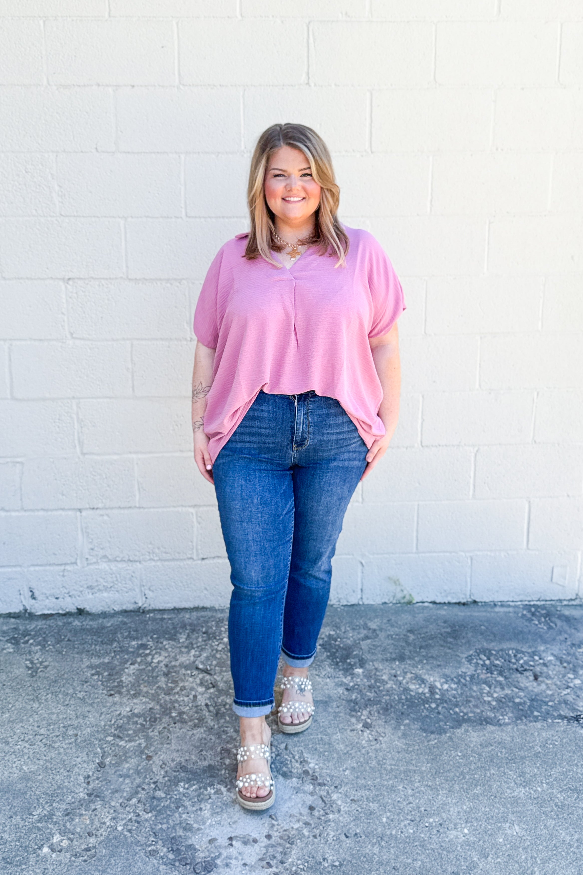 Simplified Style Top, Mauve