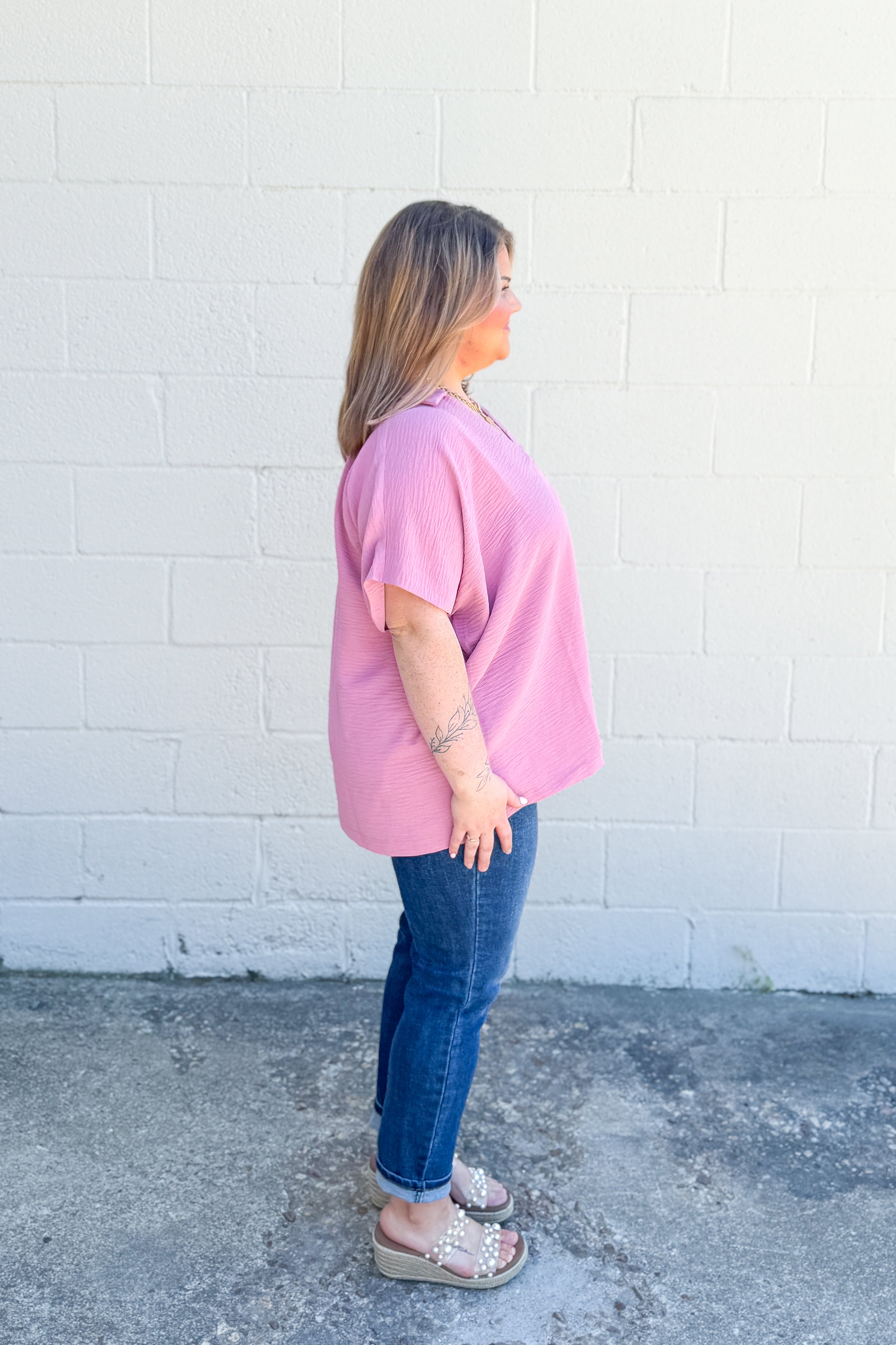 Simplified Style Top, Mauve