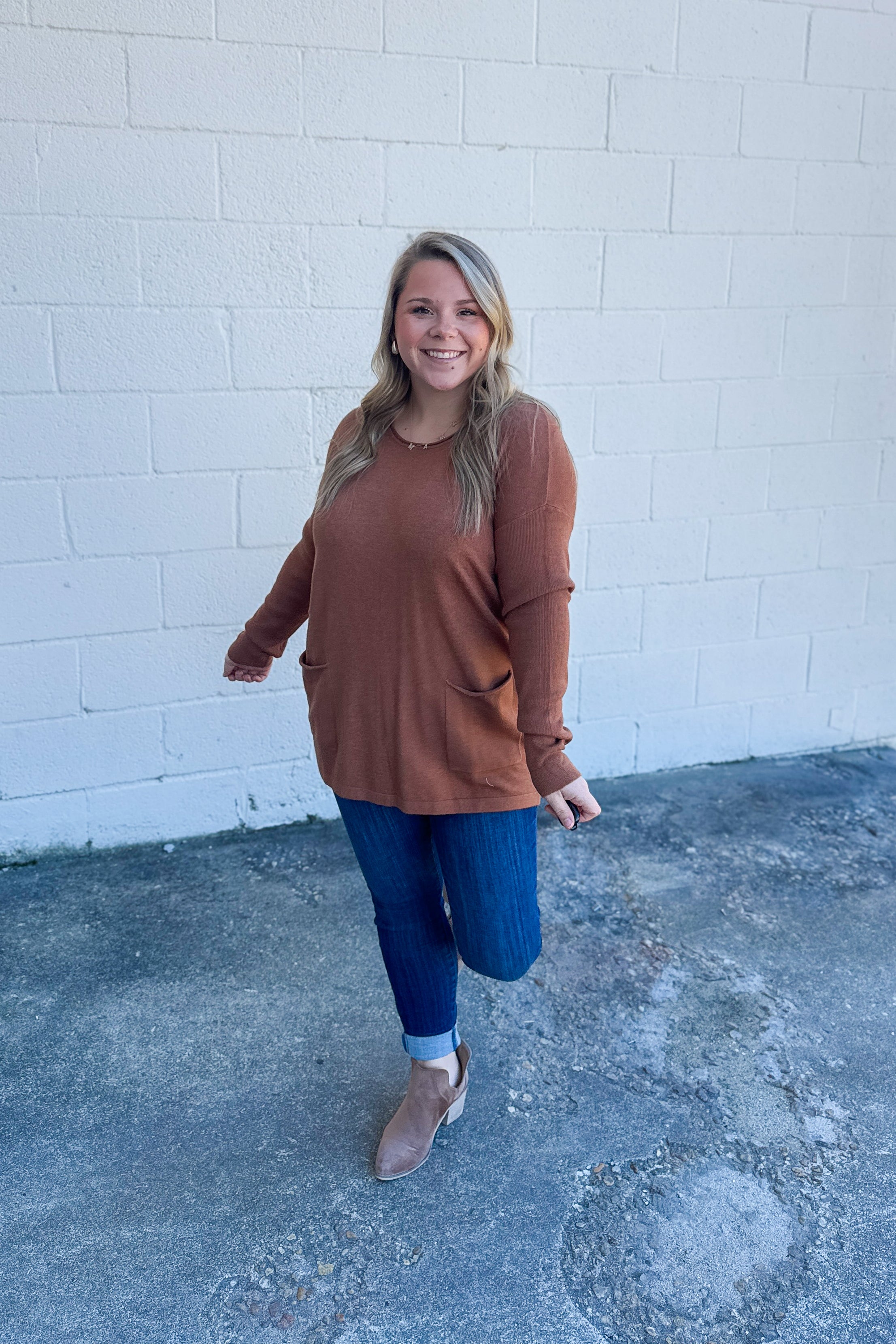 Renee Pullover Pocket Top, Deep Camel