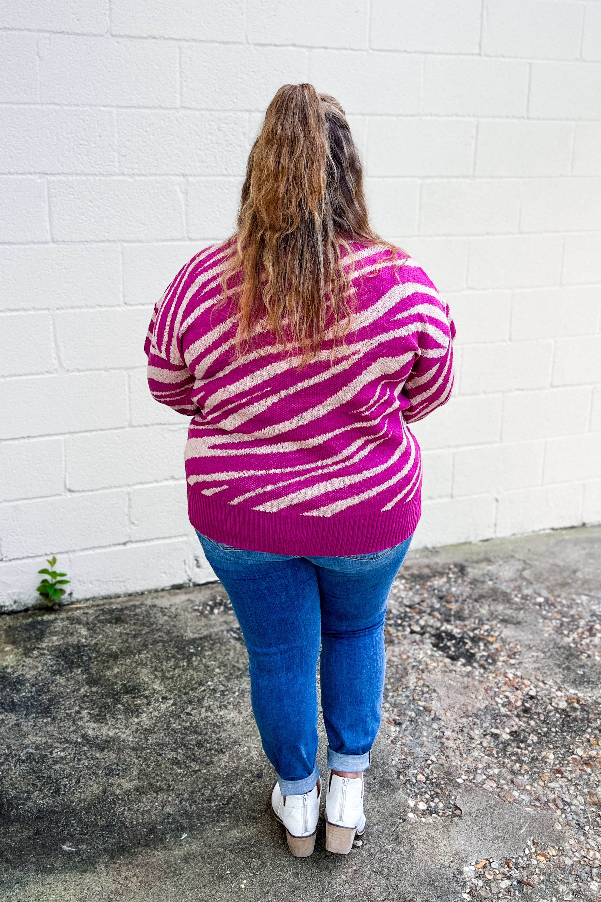 A Bit On The Wild Side Zebra Sweater, Magenta