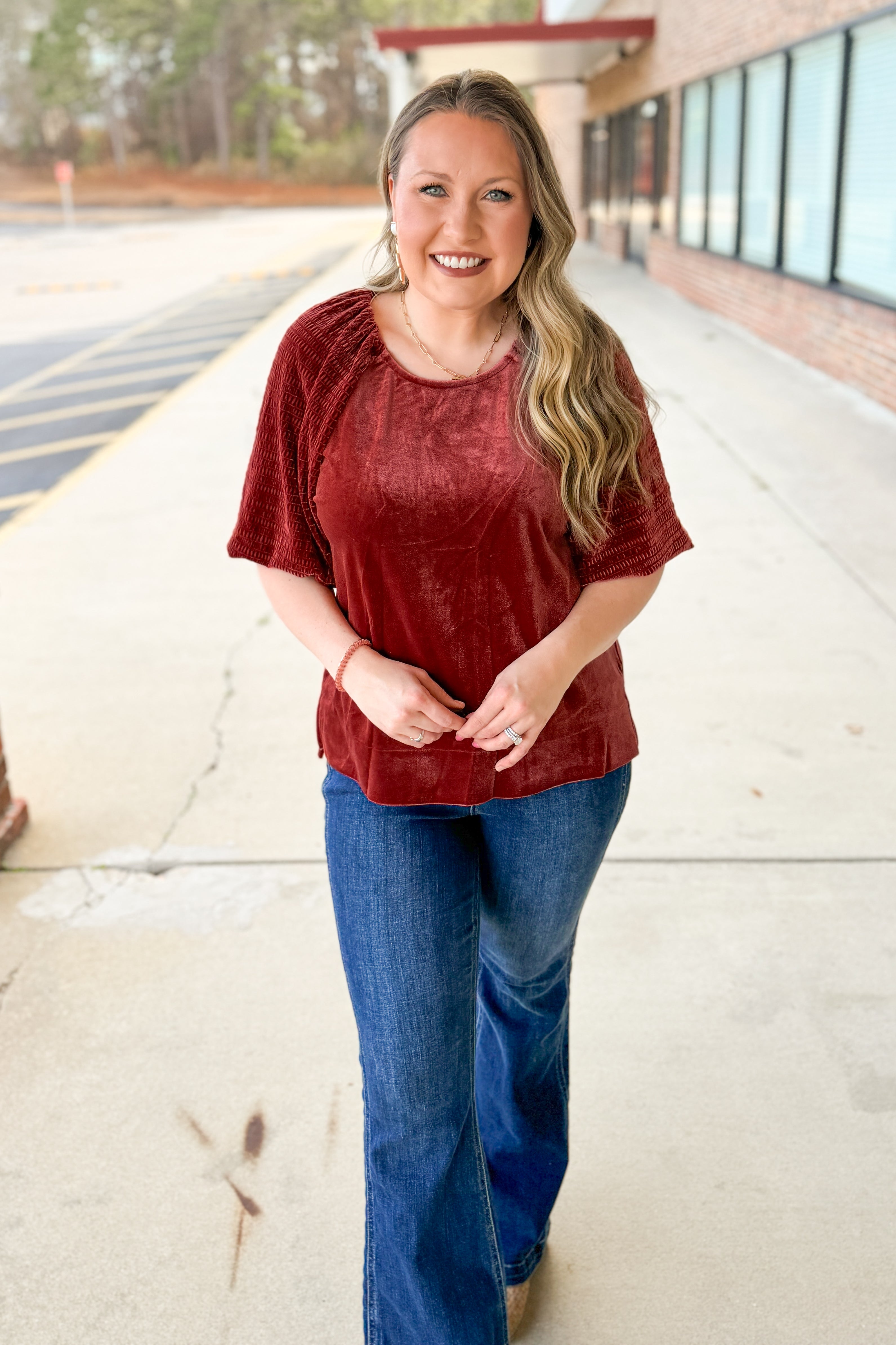 Pumpkin Spice Velvet Top