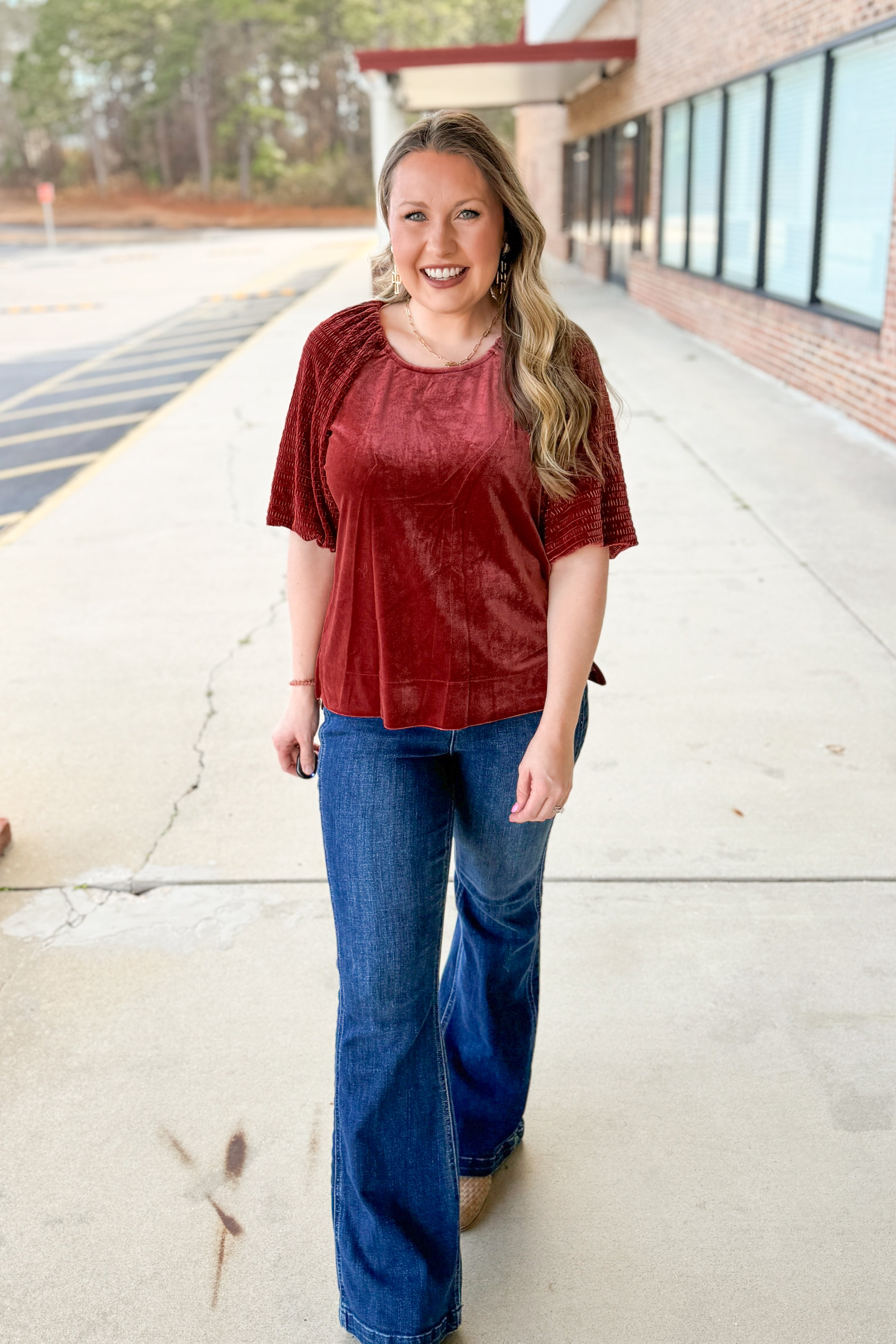 Pumpkin Spice Velvet Top