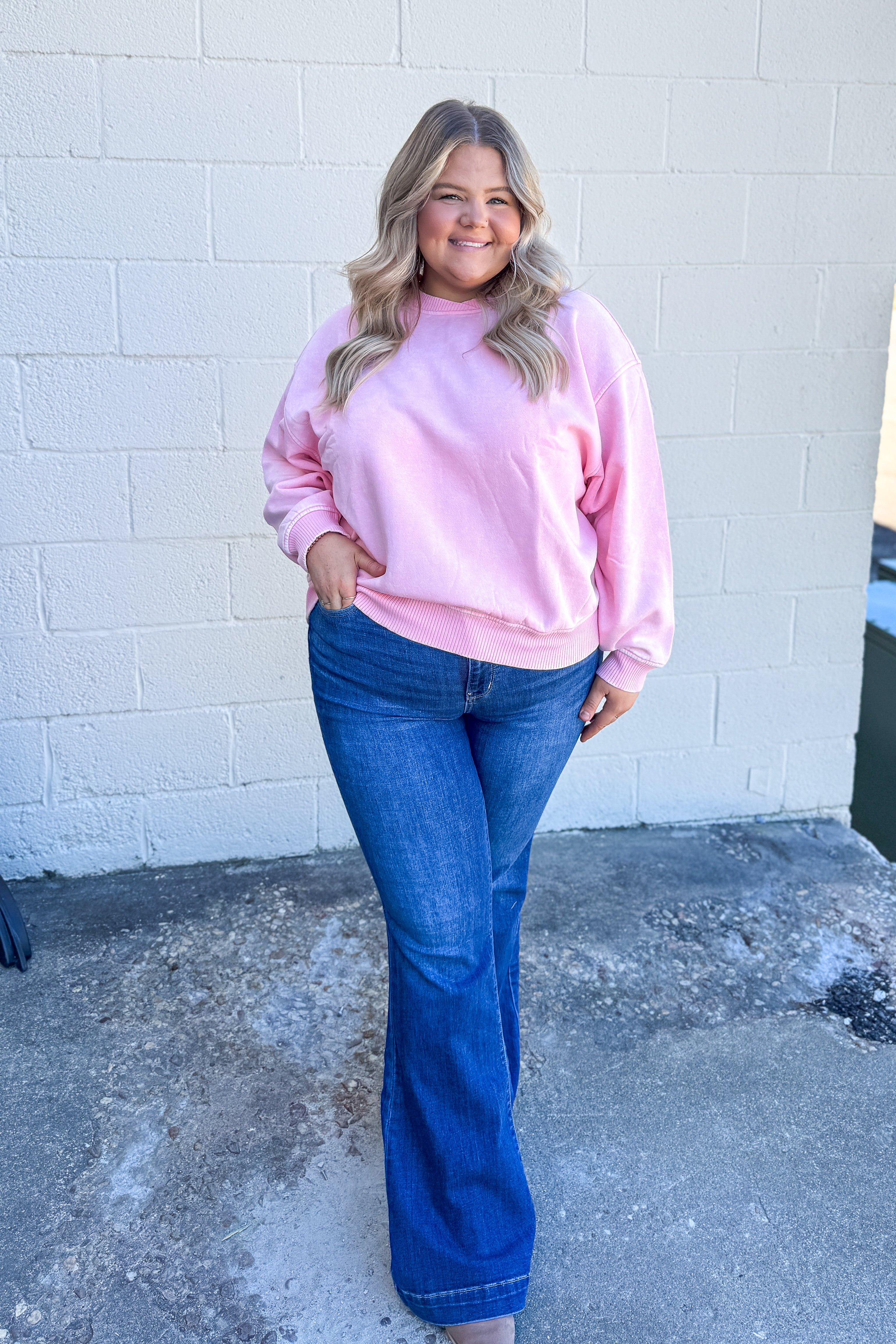 SALE | Not Like Us Pullover Crewneck Top, Pink