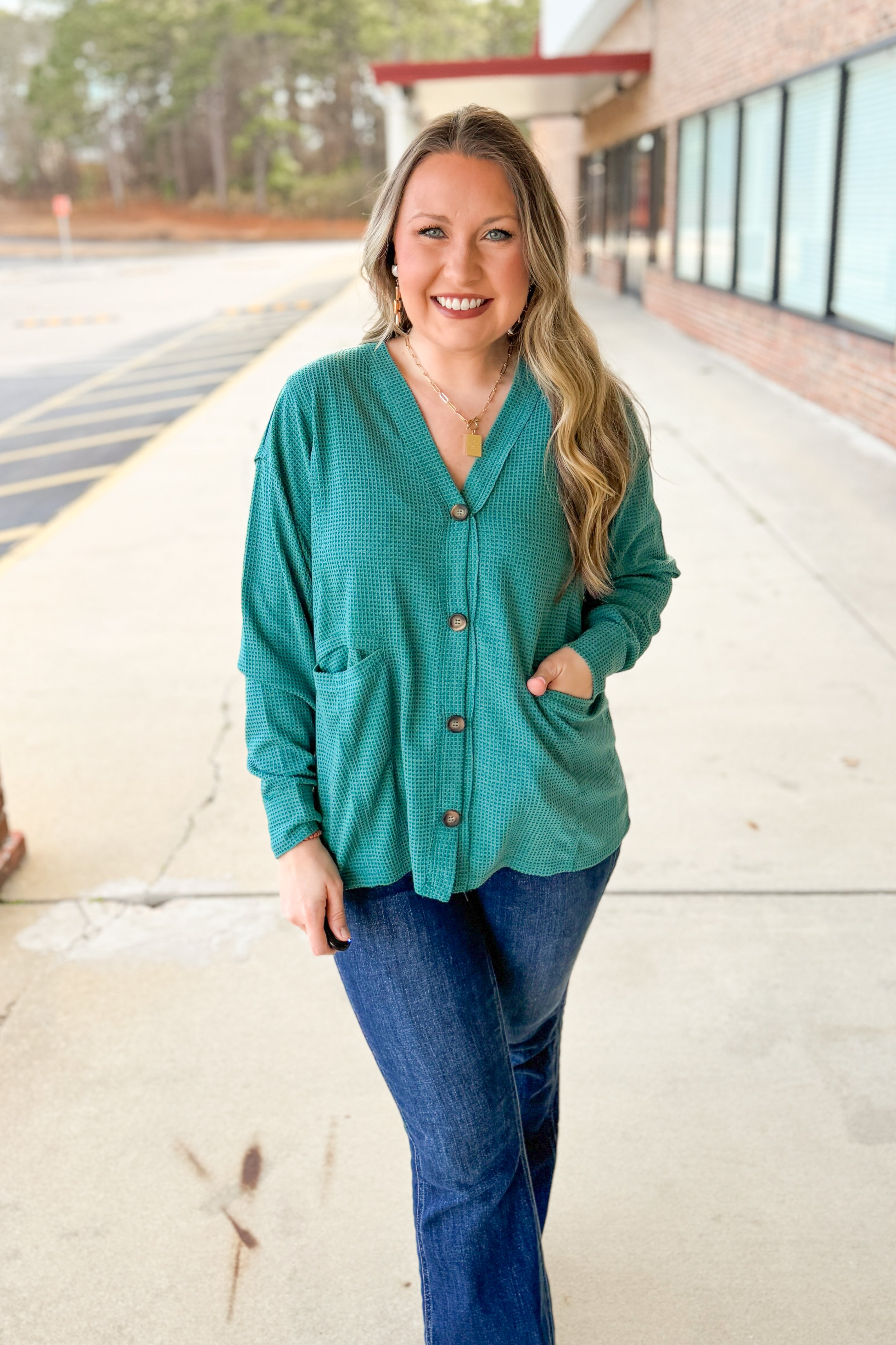The Perfect Layer Cardigan Top, Jewel Green
