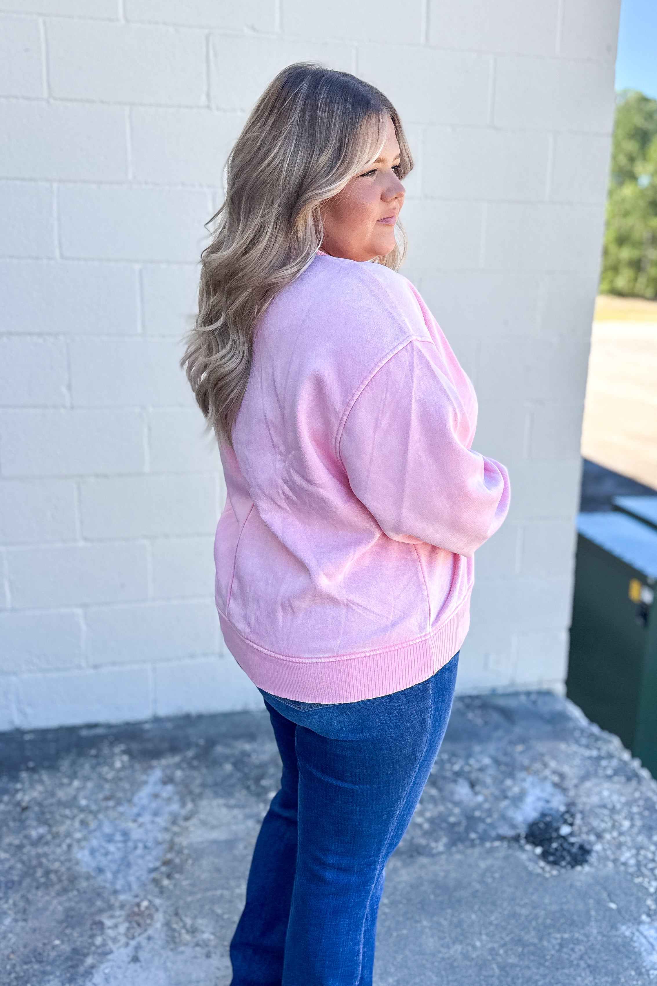 SALE | Not Like Us Pullover Crewneck Top, Pink