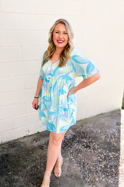 One Thing at a Time Floral Dress, Aqua