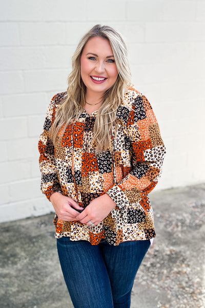 Wild For You Mix Print Top