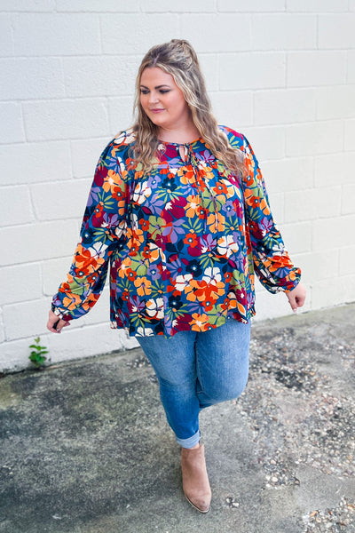 Sweet Nature Floral Top, Teal