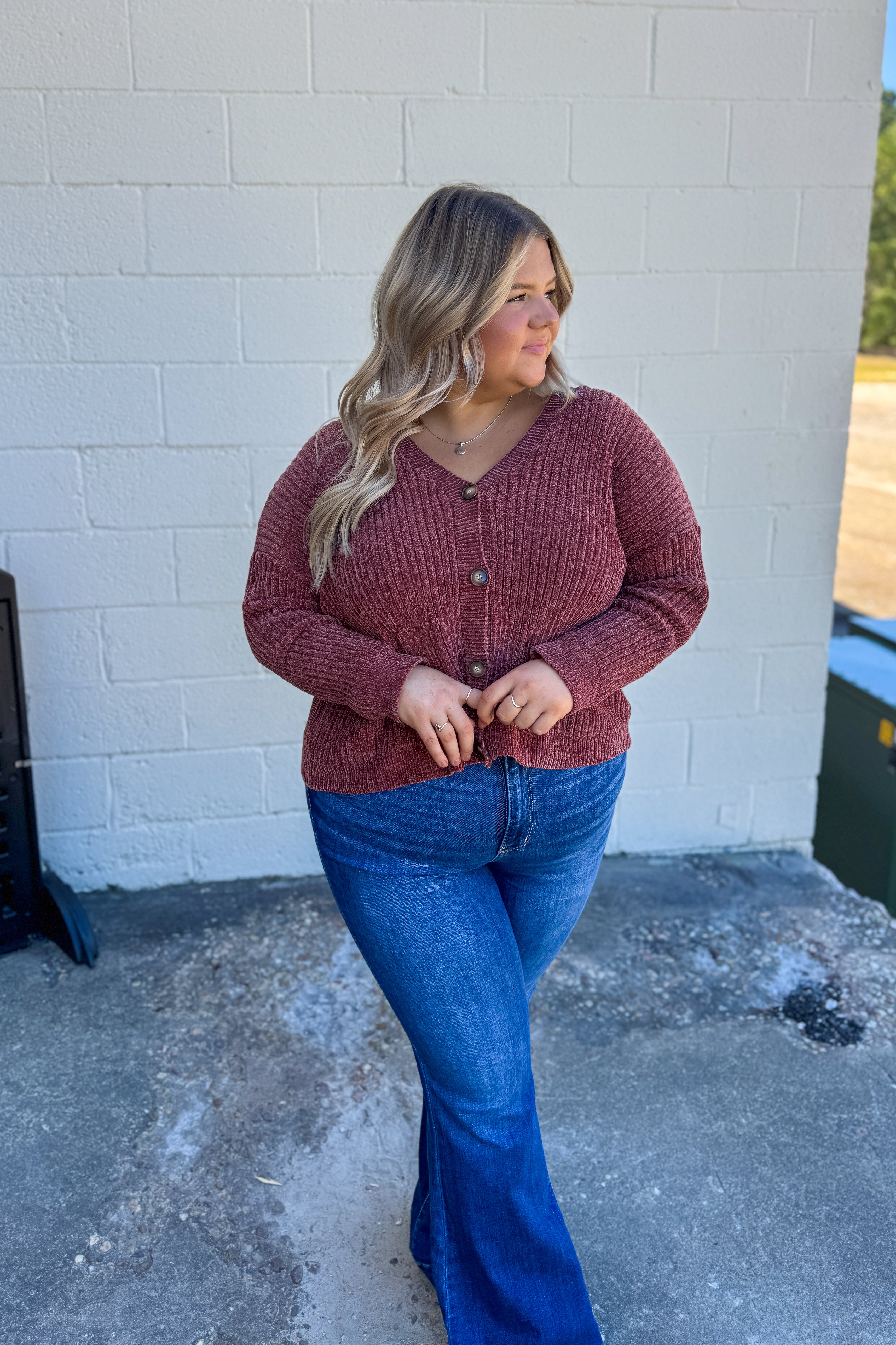 Outdoor Nights Button Sweater Top