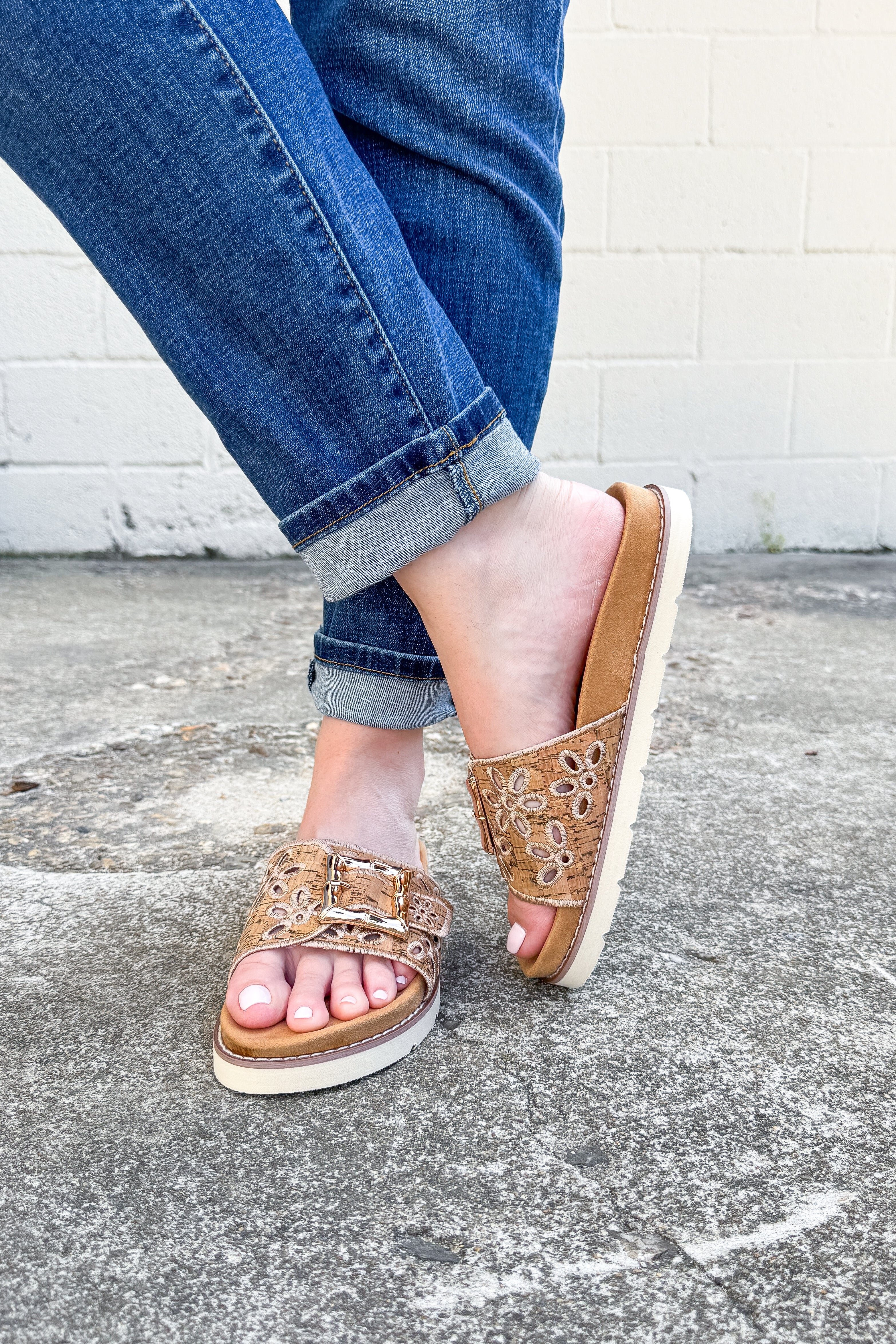Corkys Slid In My DM Floral Embroidered Sandal, Cork