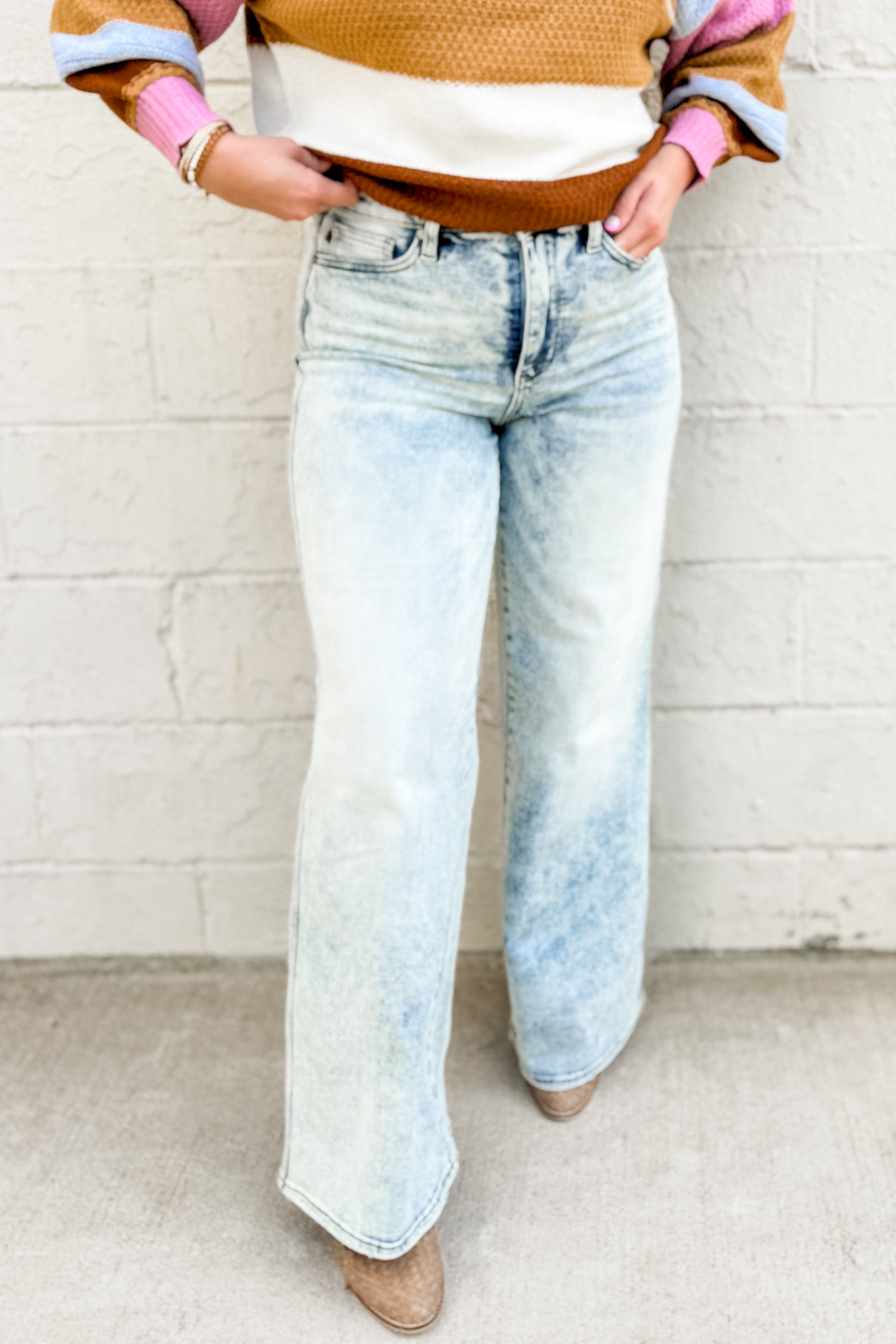 Judy Blue Retro High Waist Tummy Control Wide Leg Jeans